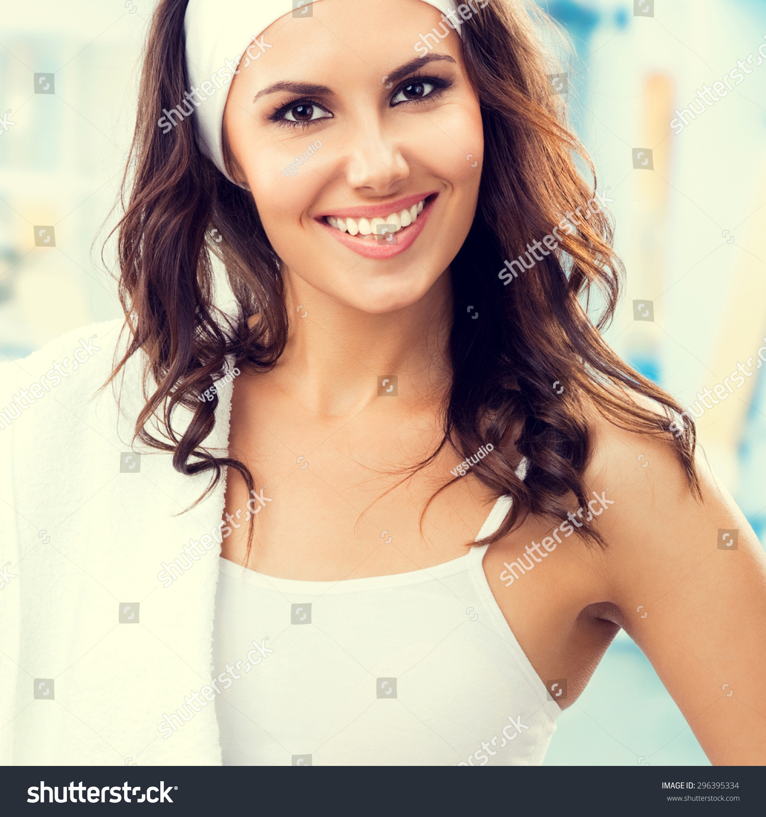 Portrait Beautiful Smiling Lovely Woman Fitness Stock Photo ...
