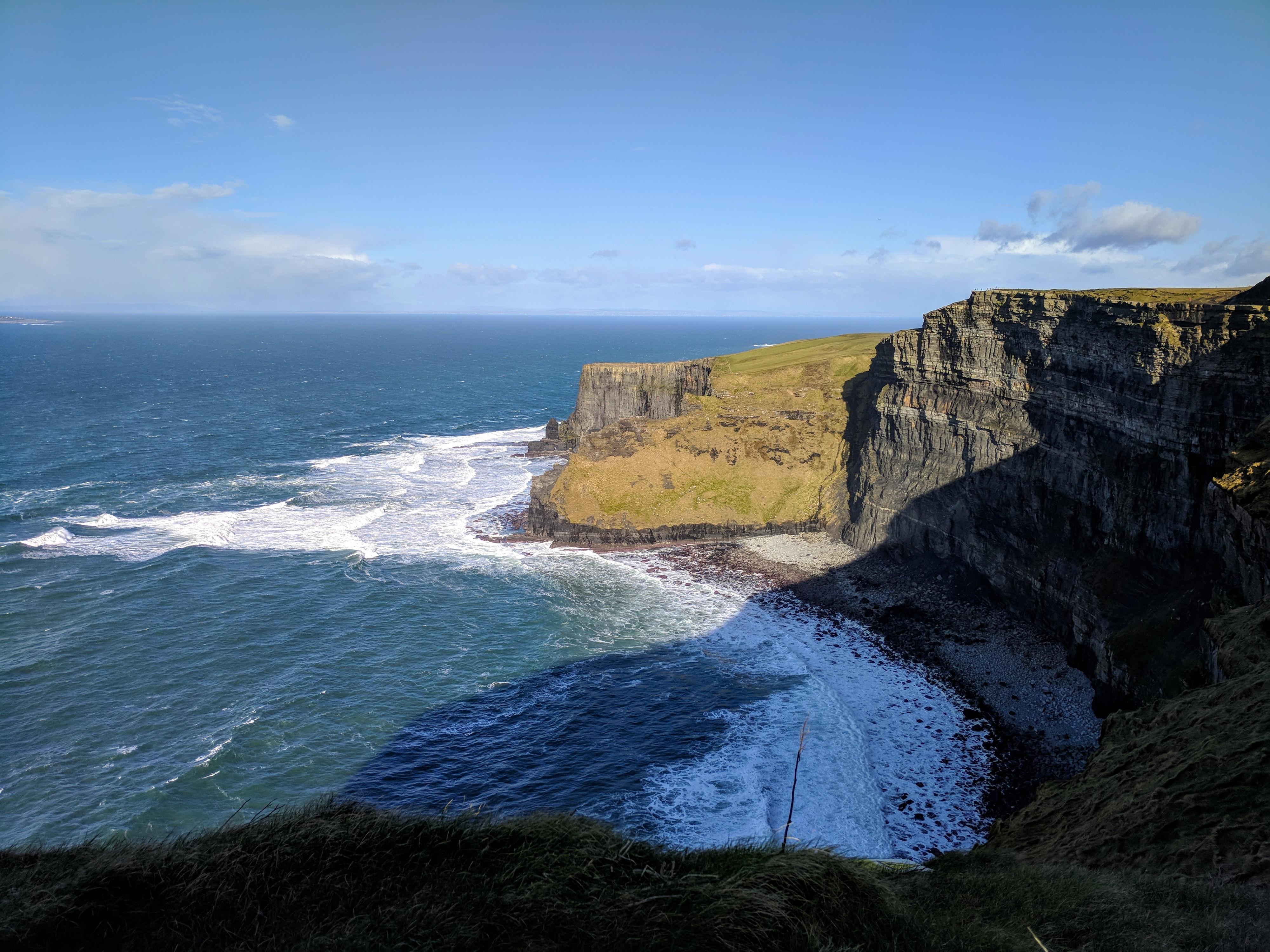 Lucky sunny break in winter at the Cliffs of Moher, Ireland ...