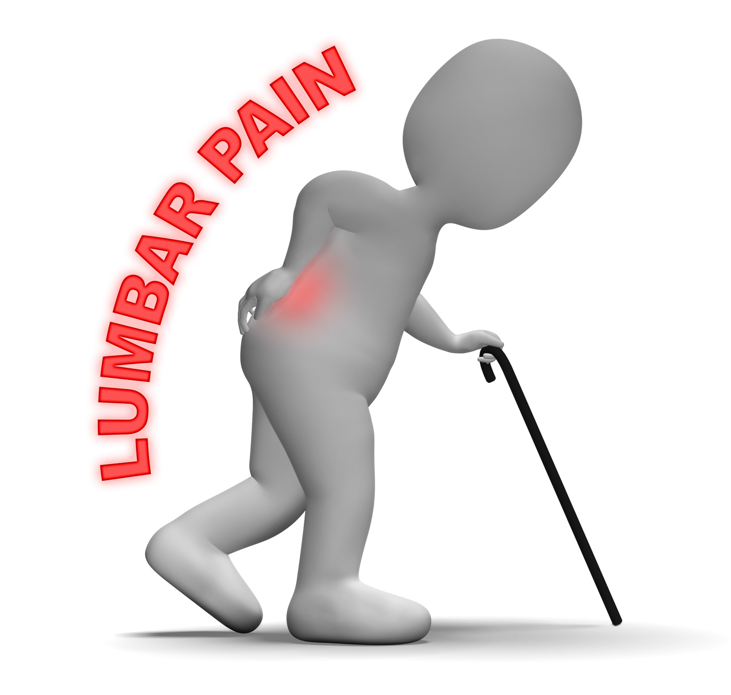 Lumbar pain indicates spinal column and agony 3d rendering photo