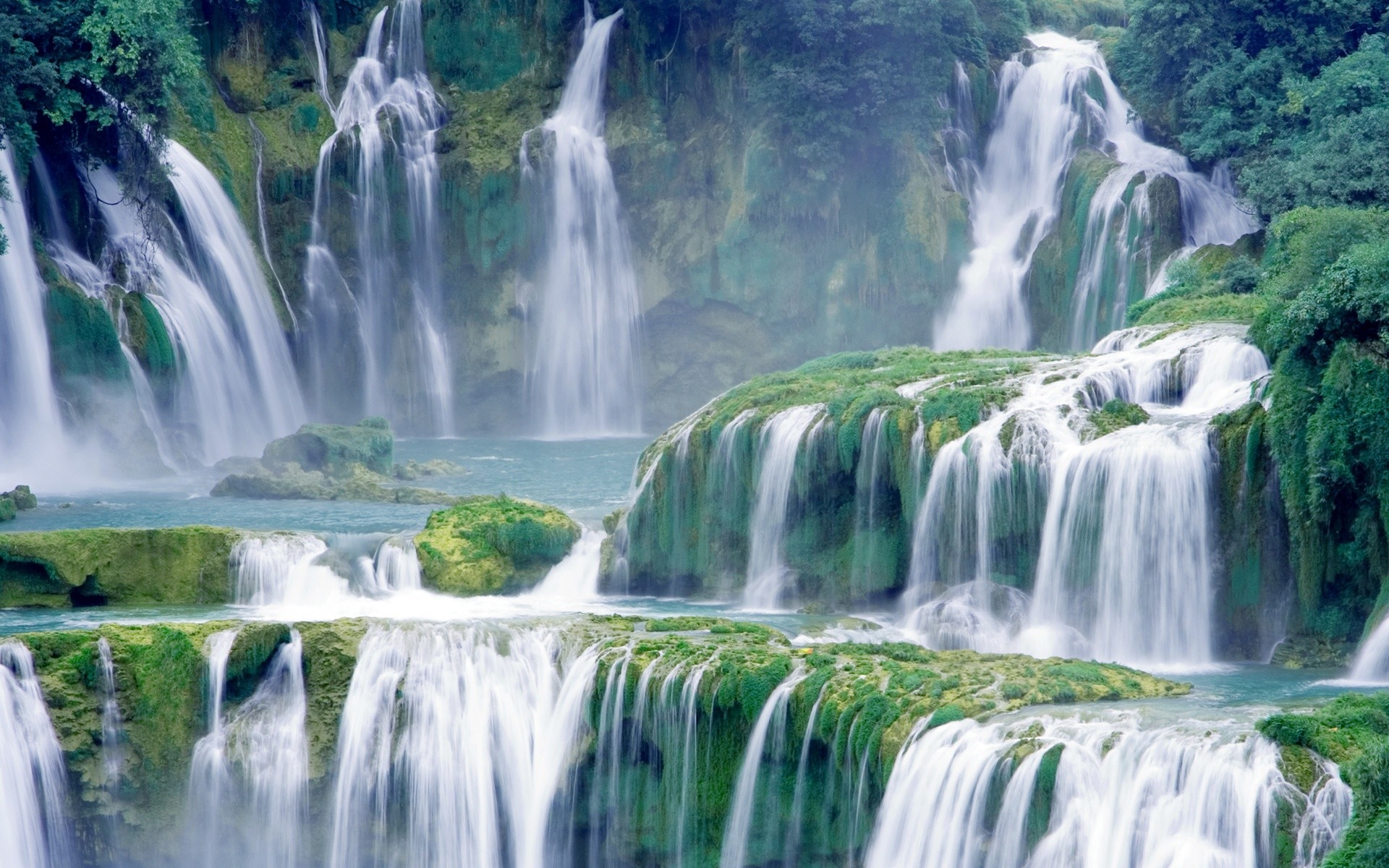 Waterfalls: Amazing Green Nature River Waterfall Lush Earth ...