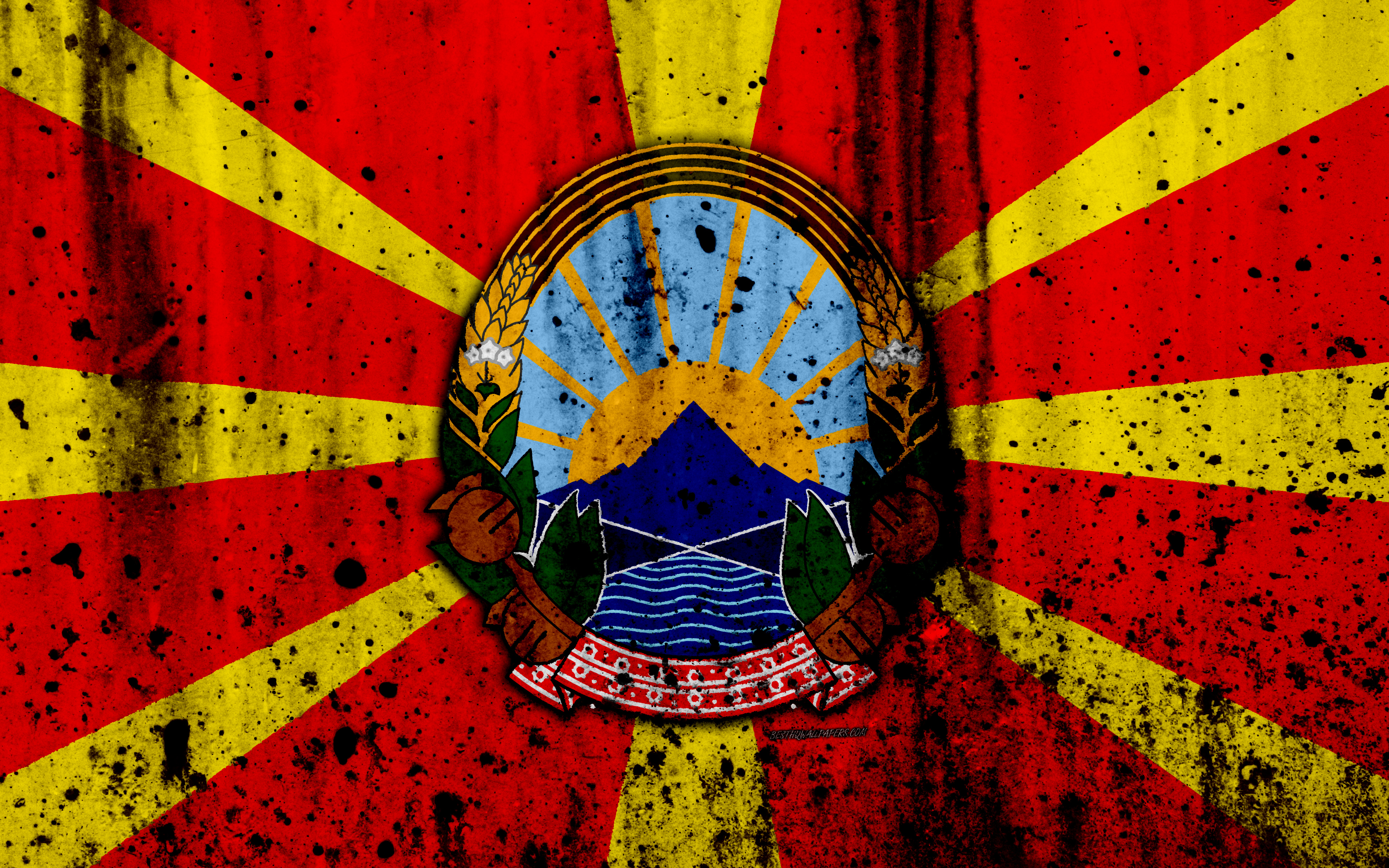 Download wallpapers Macedonian flag, 4k, grunge, flag of Macedonia ...