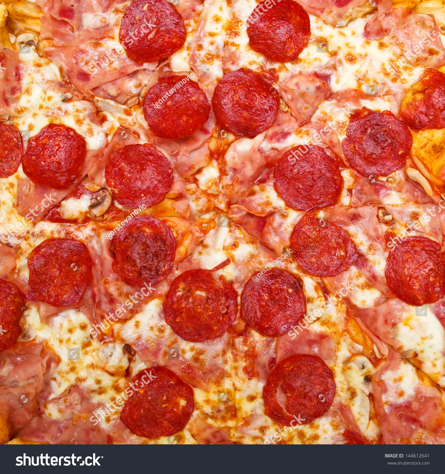 Pepperoni Pizza Close Up Tasteful Pizza Stock Photo 144612641 ...