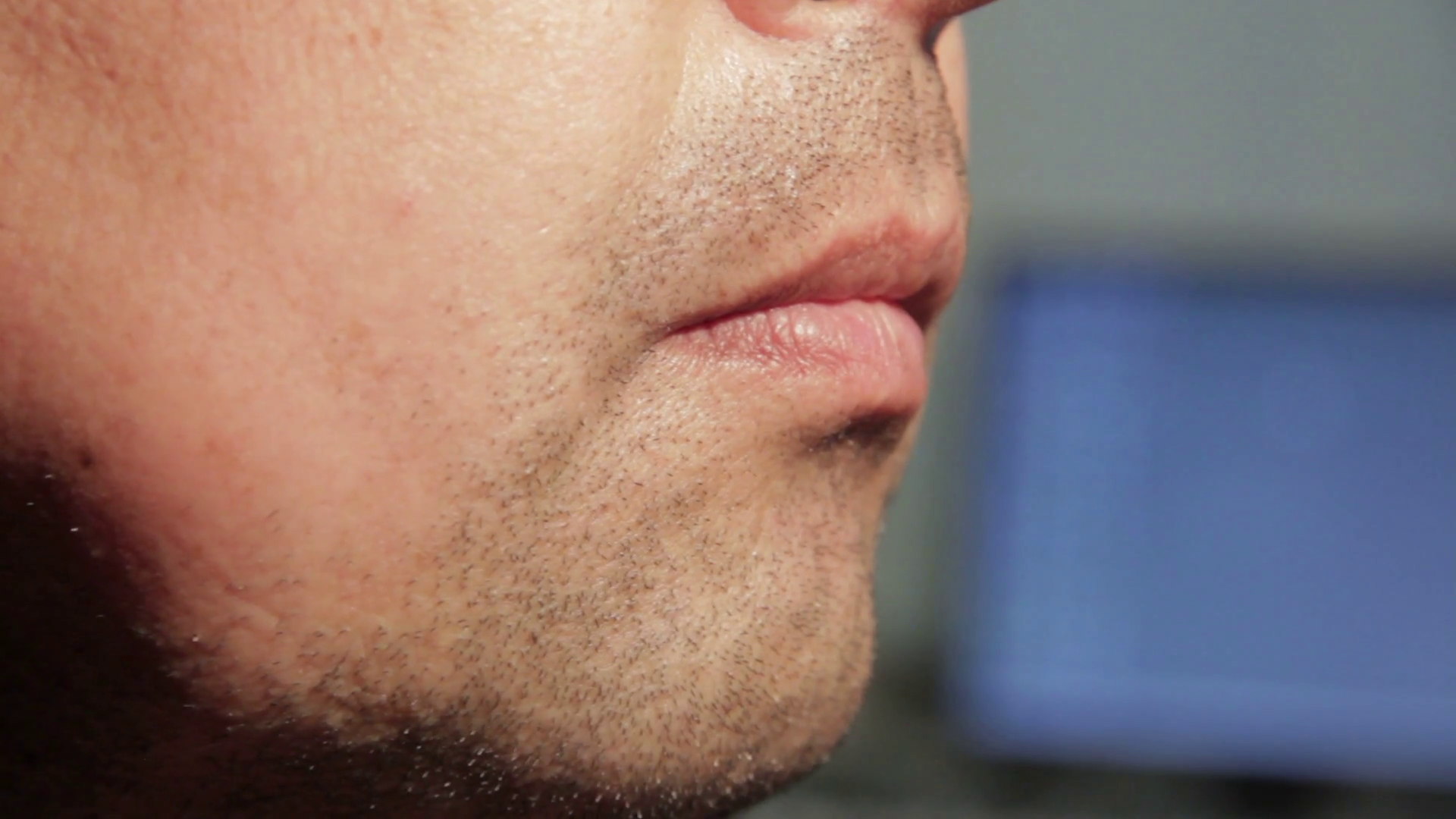 Close up man rubbing stubble on his face. Stock Video Footage ...