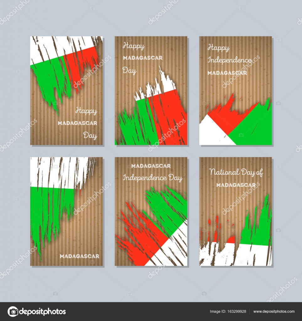 Madagascar Patriotic Cards for National Day Expressive Brush Stroke ...