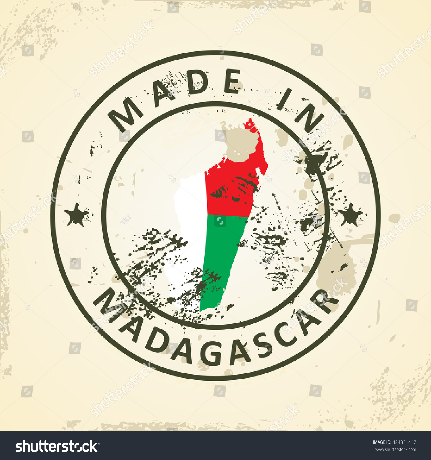 Grunge Stamp Map Flag Madagascar Vector Stock Vector (2018 ...