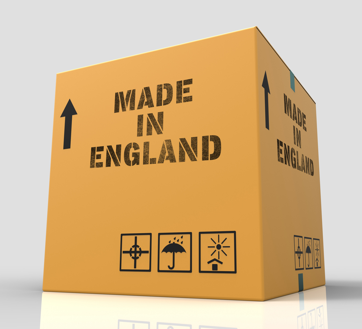 Made in england means british product 3d rendering photo