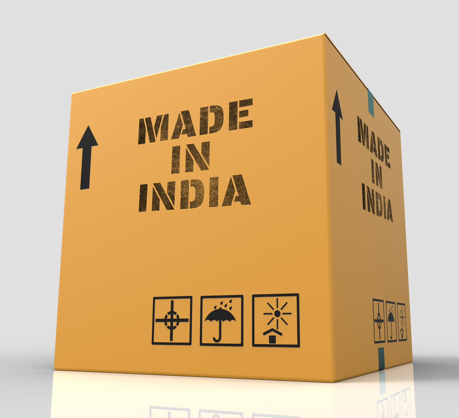 Made in india indicates asia import 3d rendering photo