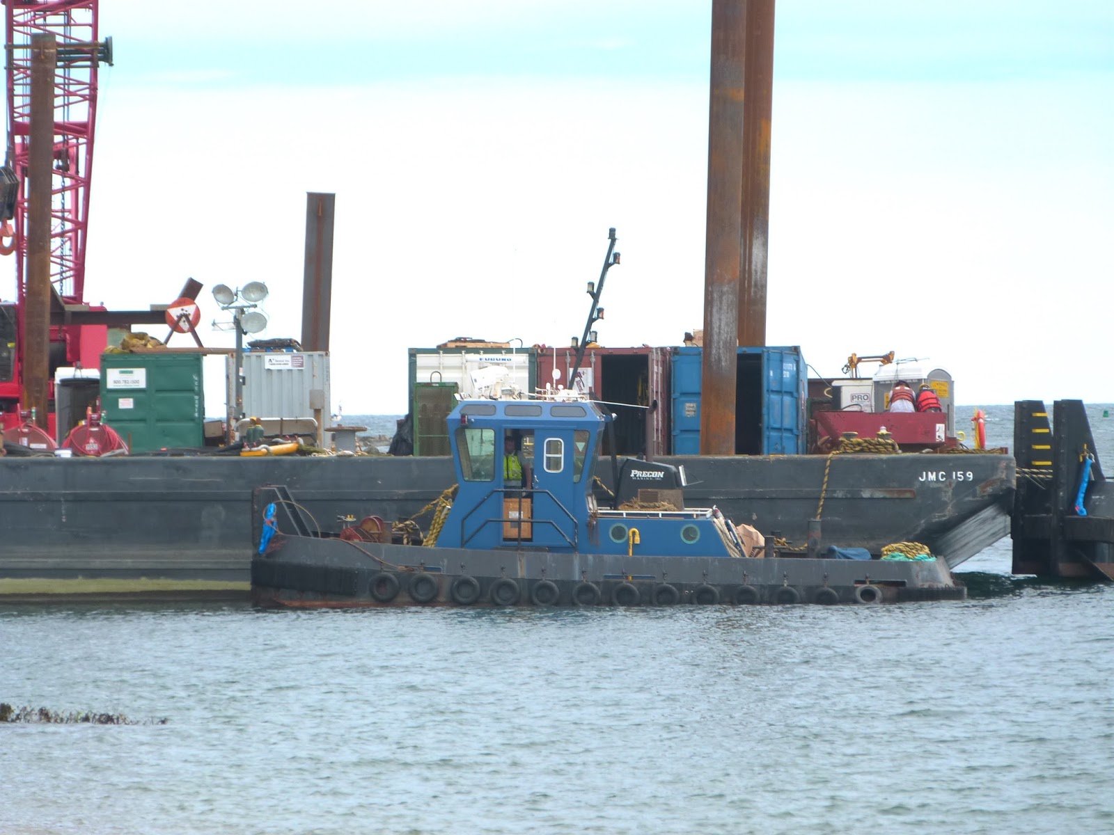 Photo Essay of the Merrimack River North Jetty Repairs: Crane Barge ...