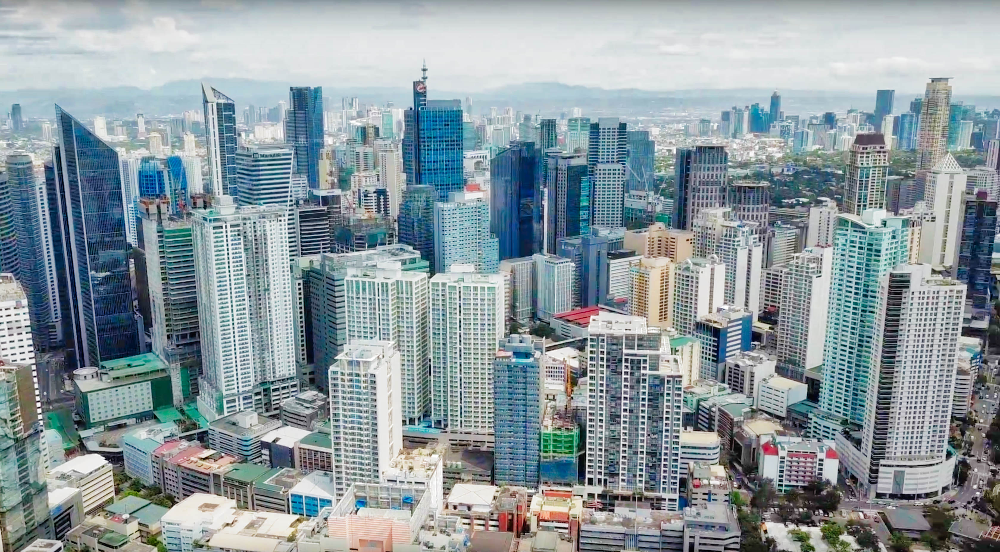 VIDEO: Makati Metro Manila Skyline Aerial View