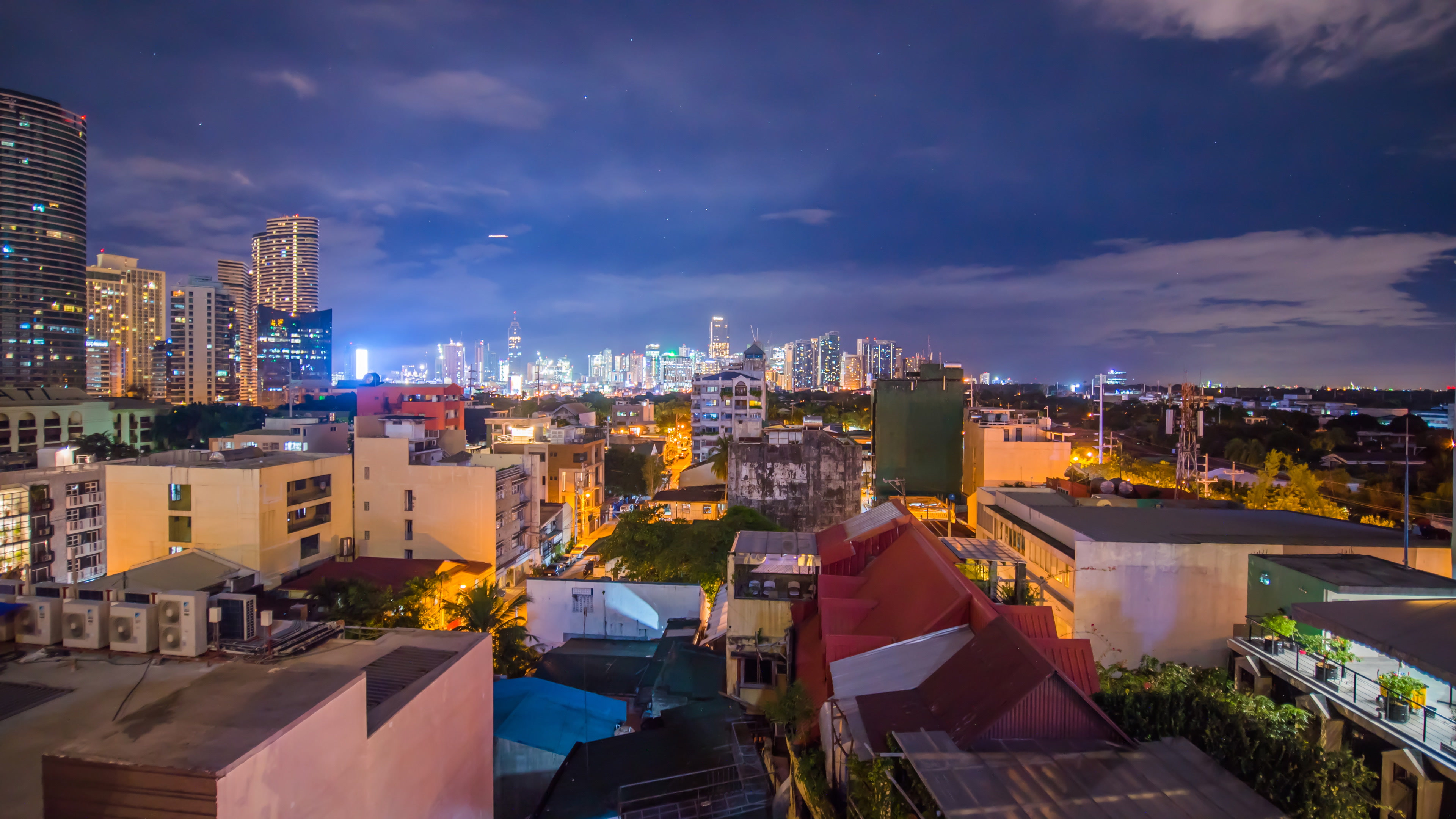 Time lapse view of Makati skyscrapers in Manila city. Skyline at ...