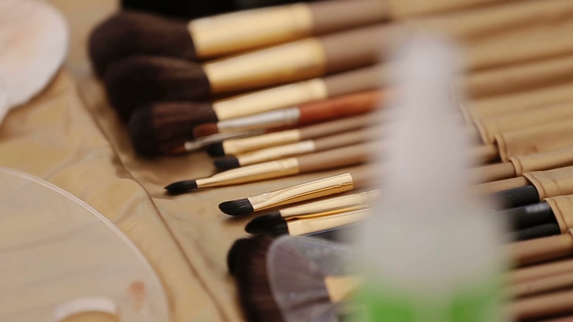 Professional makeup brushes tools make-up products set closeup art ...