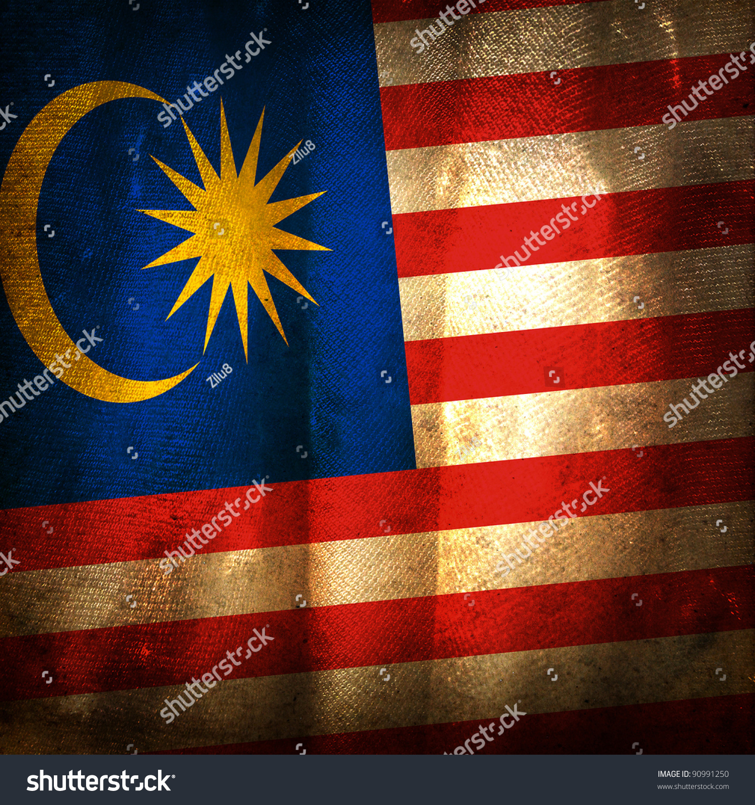 Old Grunge Flag Malaysia Stock Photo (Royalty Free) 90991250 ...