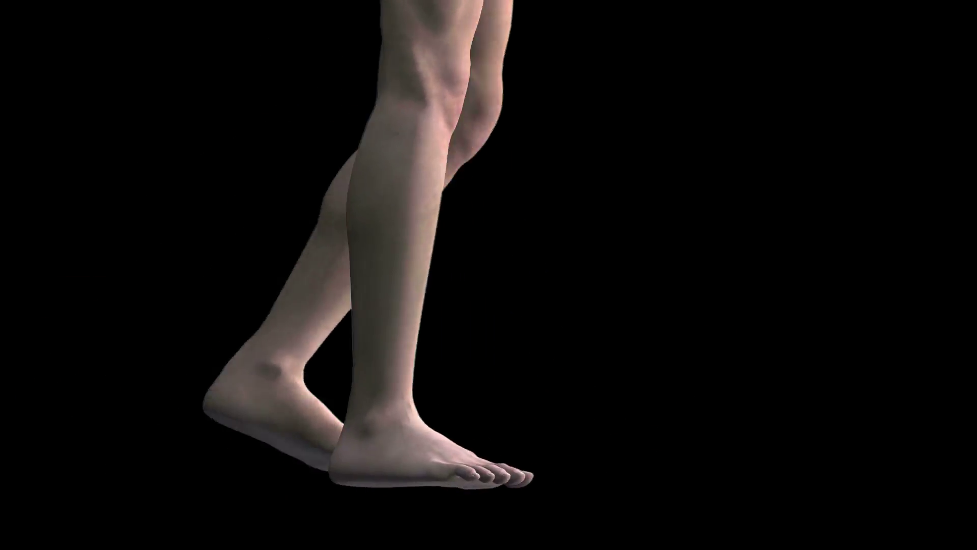 Bare male legs walking across a black background Motion Background ...