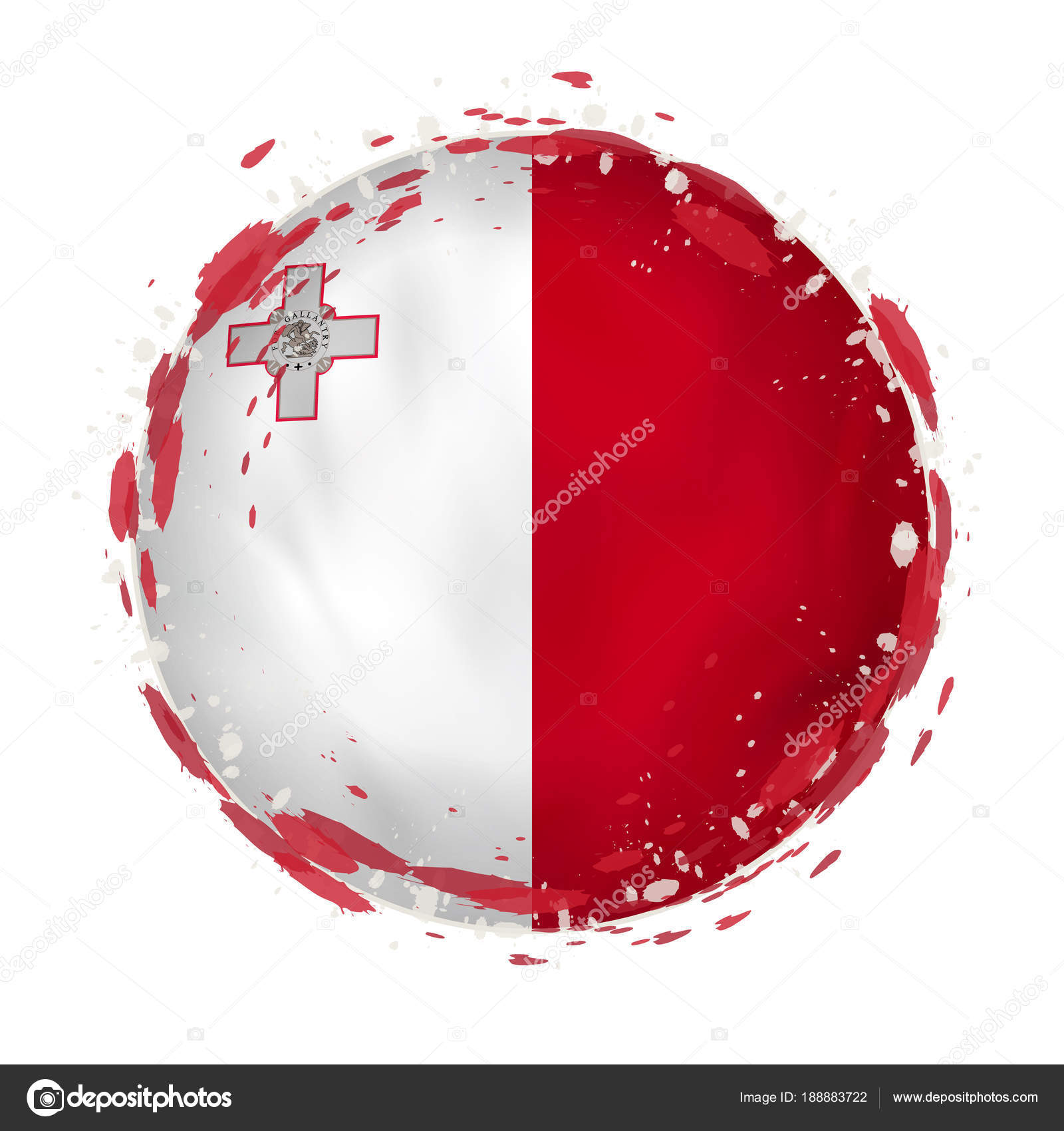 Round grunge flag of Malta with splashes in flag color. — Stock ...