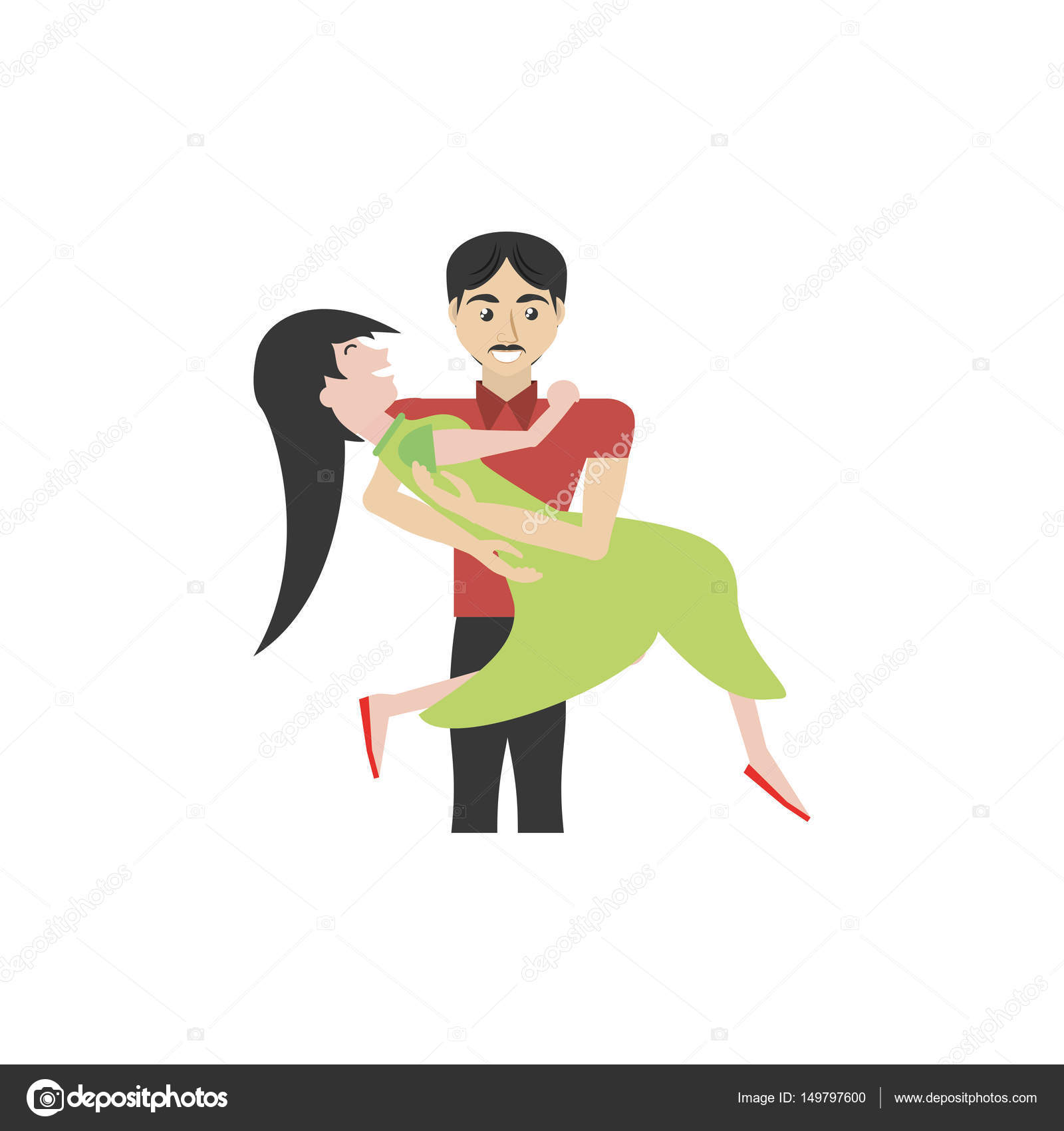man carrying woman romantic image — Stock Vector © djv #149797600