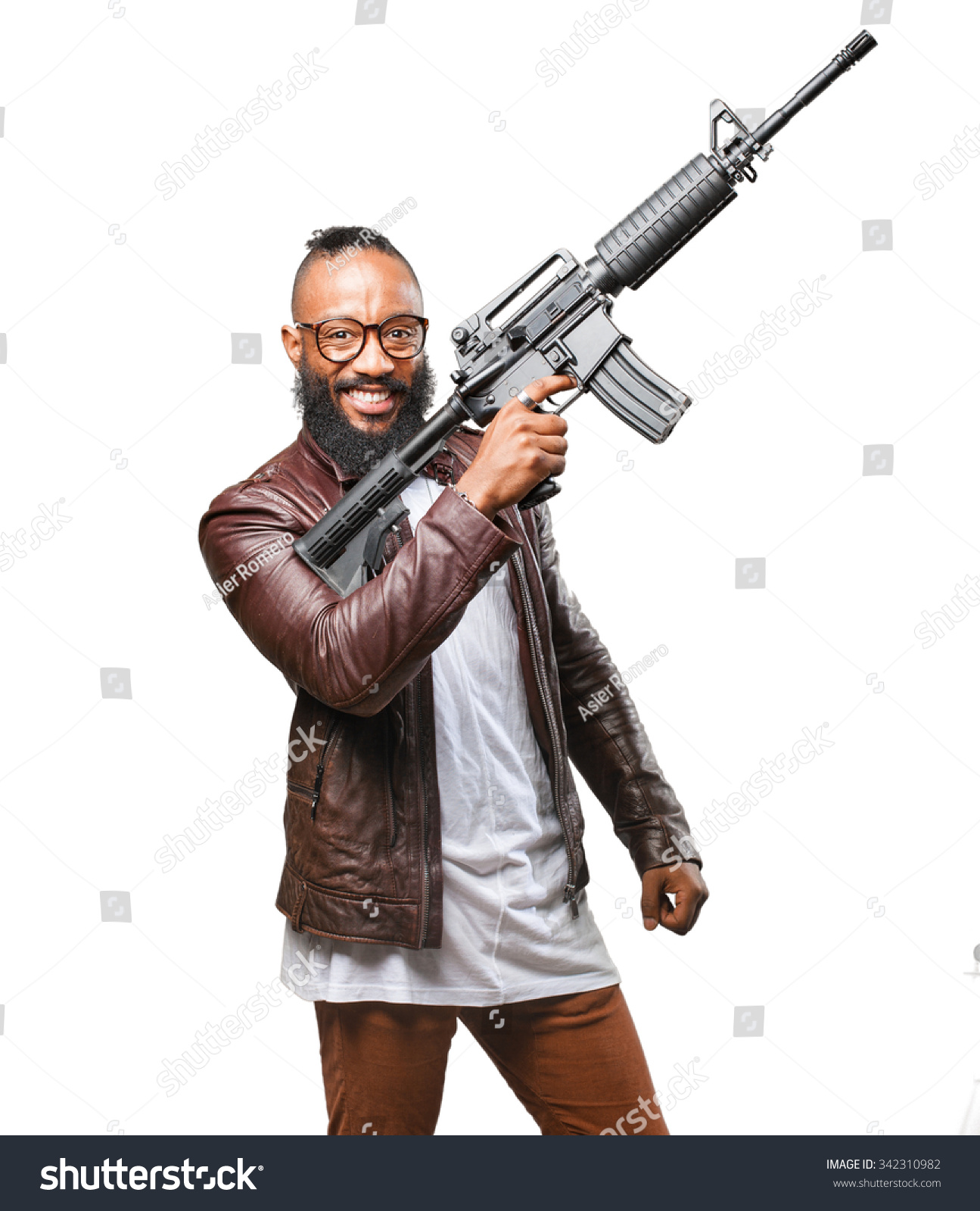 Black Man Holding Weapon Stock Photo & Image (Royalty-Free ...