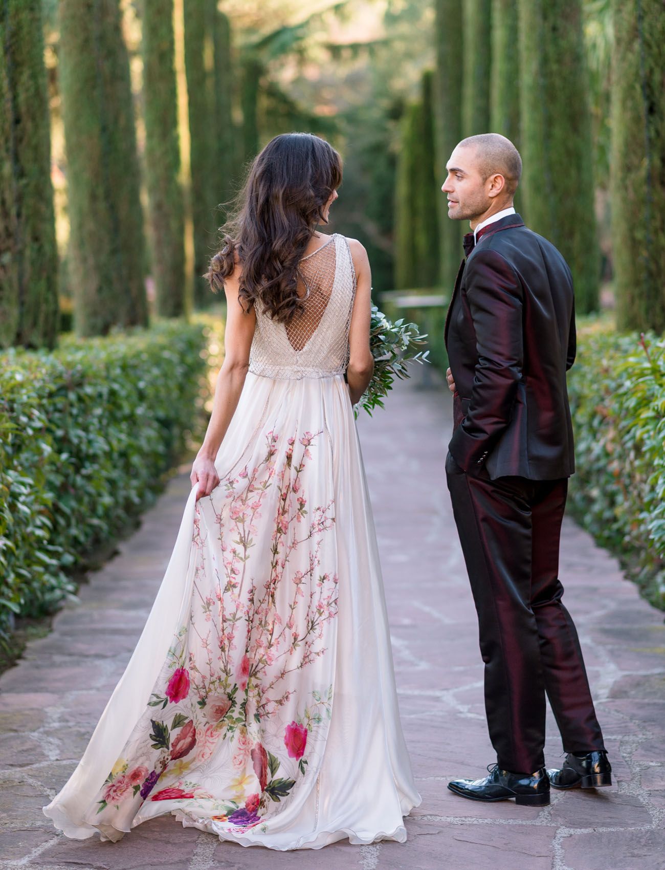 Bold + Romantic Barcelona Wedding Reception with a Floral Dress ...