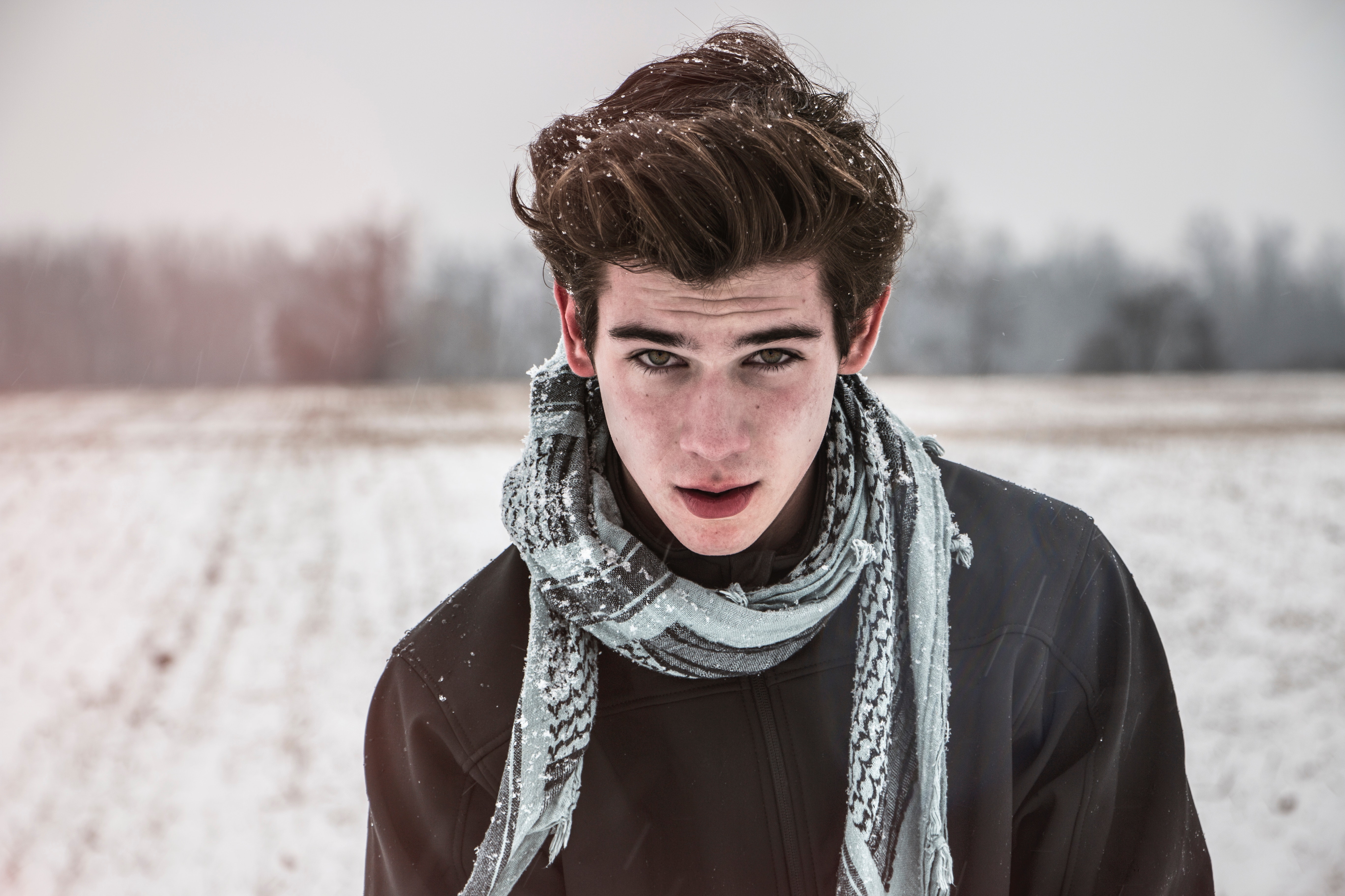 Man in Black Full-zip Jacket, Blurred background, Young, Winter, White, HQ Photo