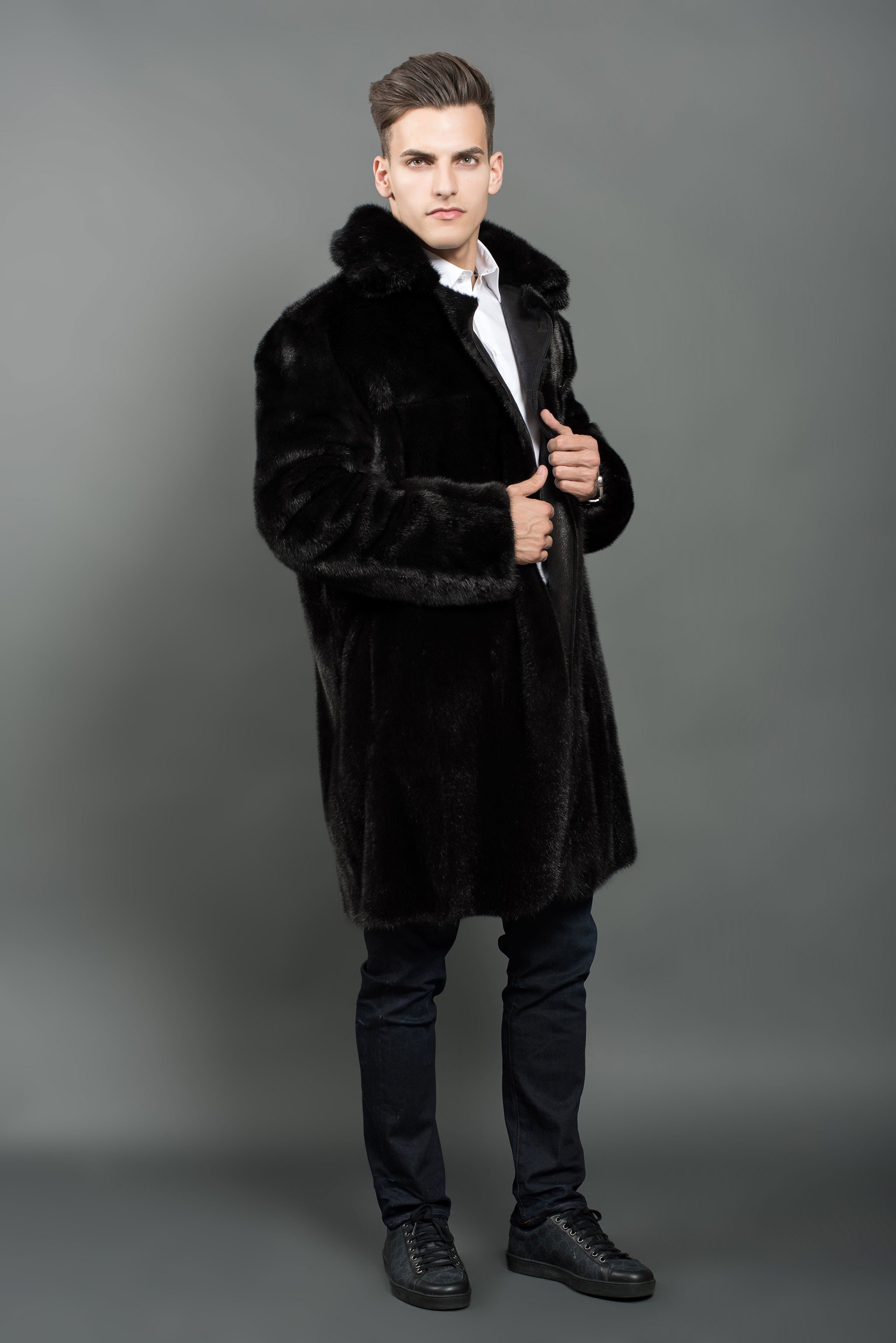 Reversible Black Mink Fur Coat - Fur Caravan