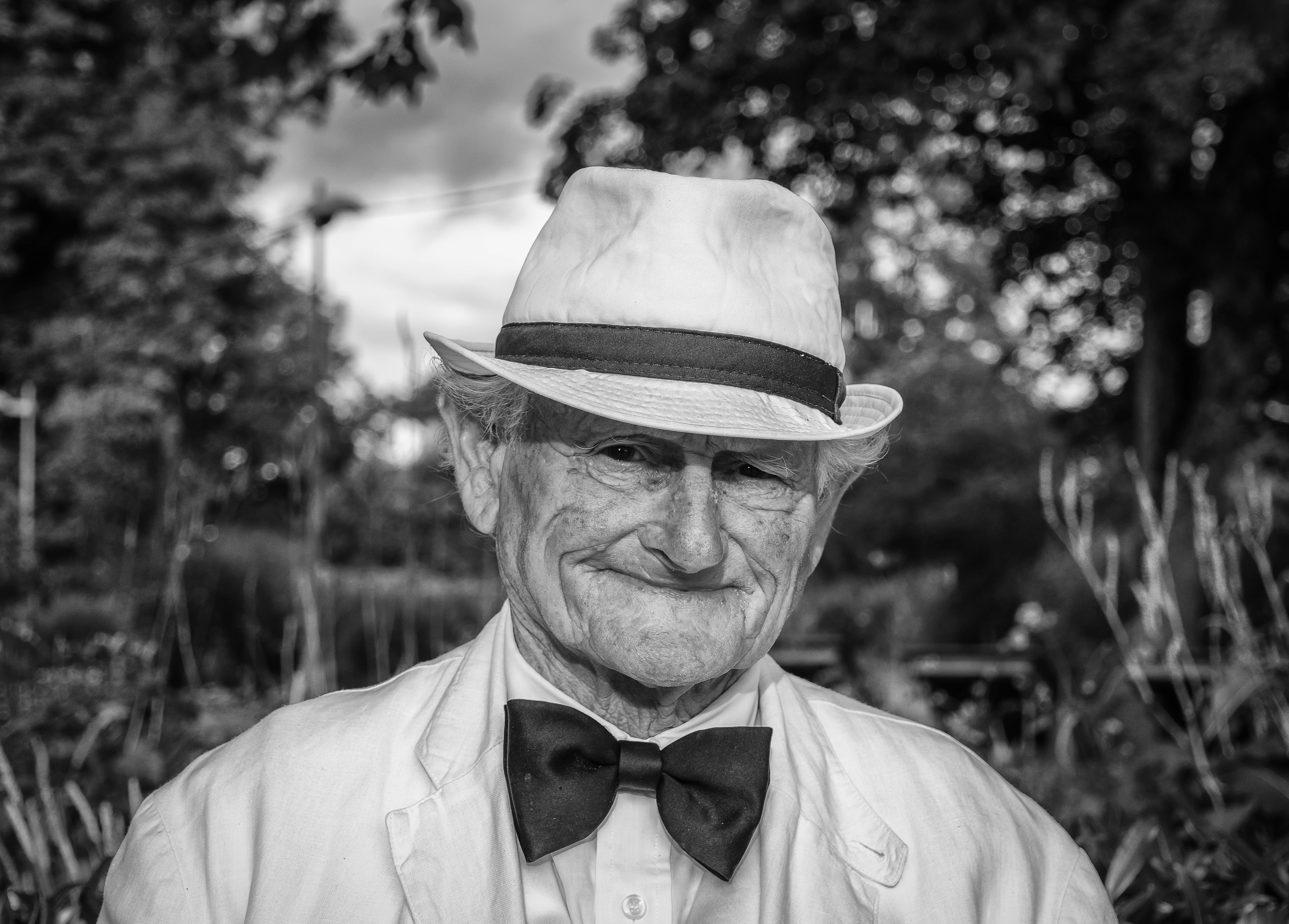 Free photo: Man in Fedora Hat - Black-and-white, Elderly, Happy - Free ...