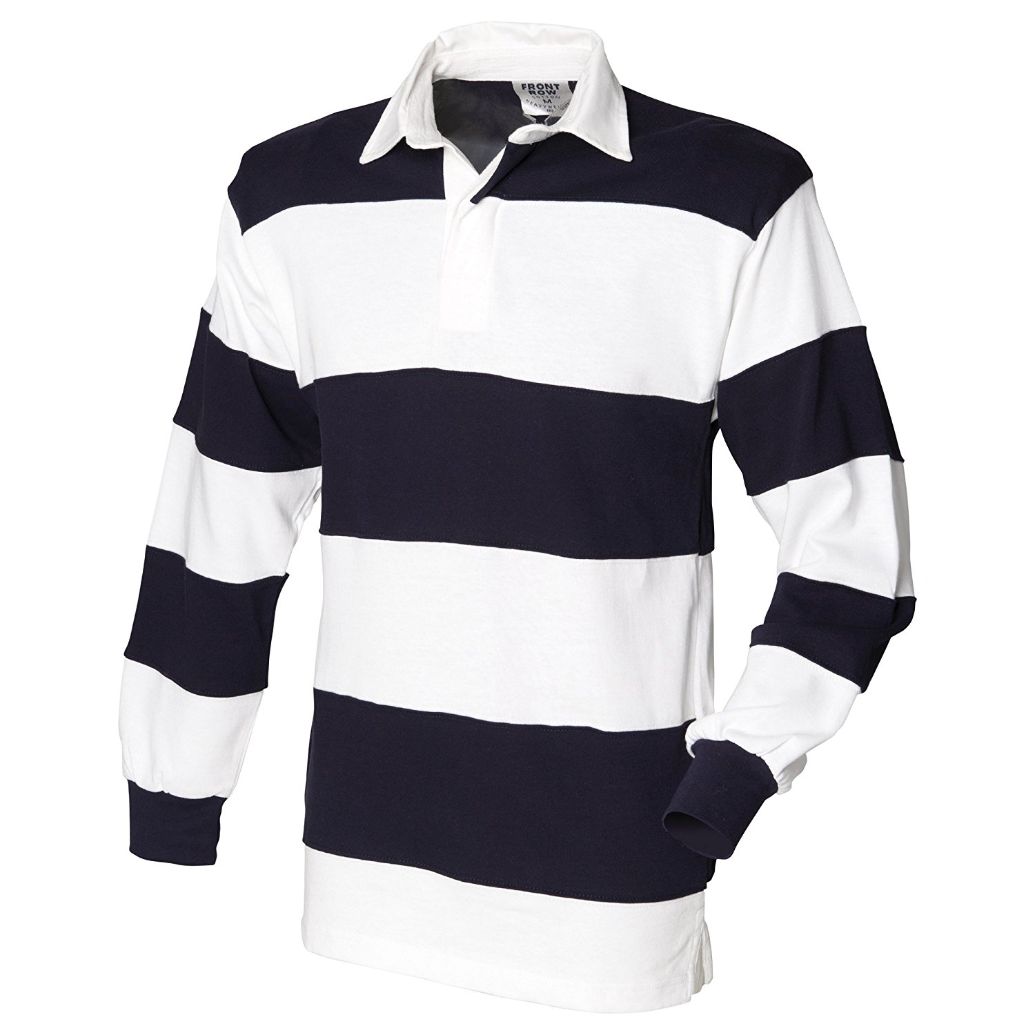 Front Row Men's Sewn Stripe Long Sleeve Rugby Sports Polo Shirt at ...