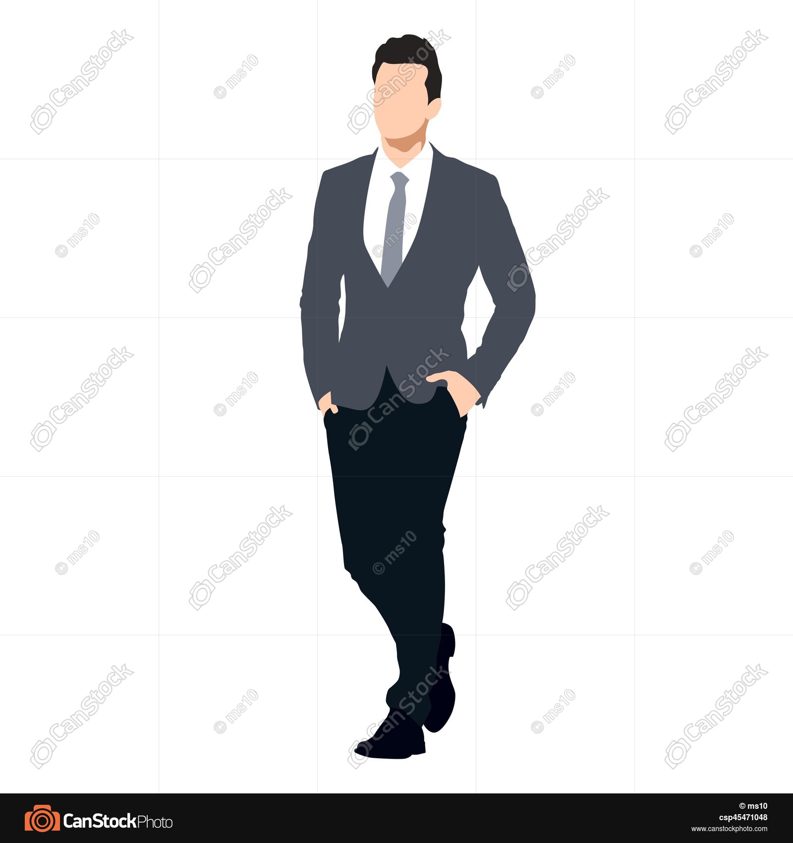 Business man in suit walking with hands in his pockets,... eps ...