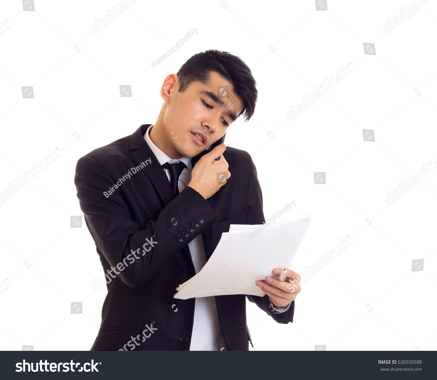 Young Man Suit Holding Papers Stock Photo (Safe to Use) 626930588 ...