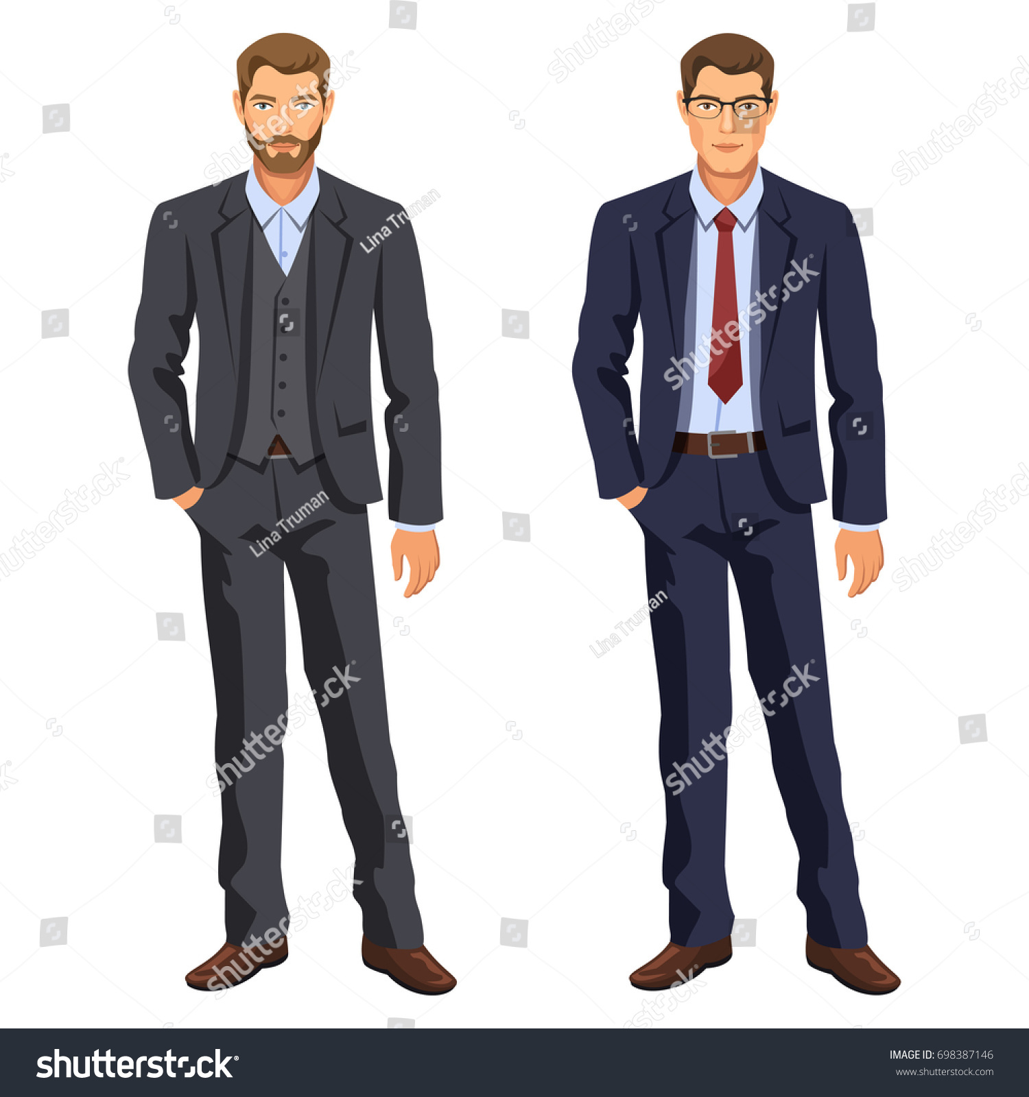 Two Men Man Business Suit Elegant Stock Illustration 698387146 ...