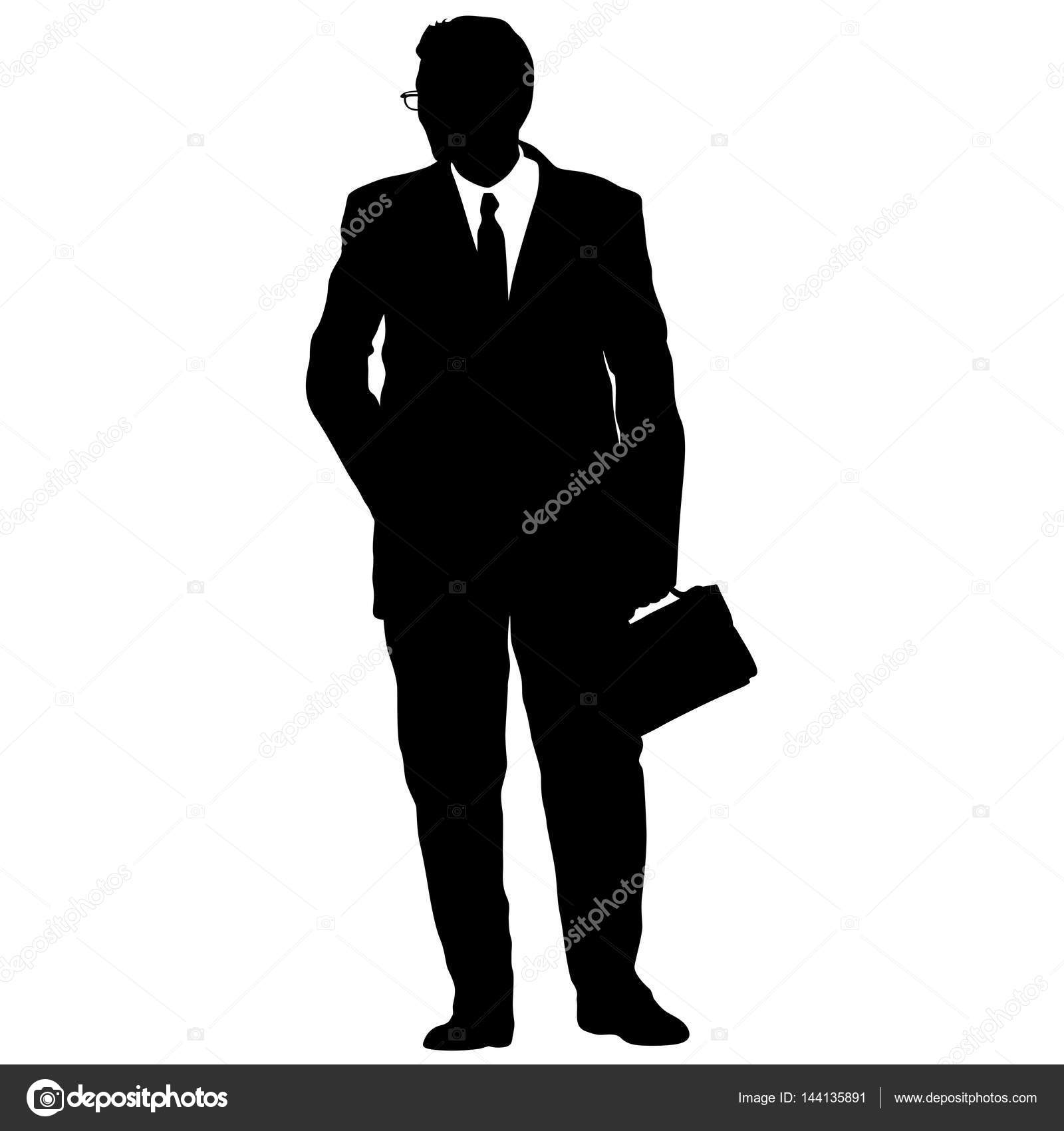 Silhouette businessman man in suit with tie on a white background ...