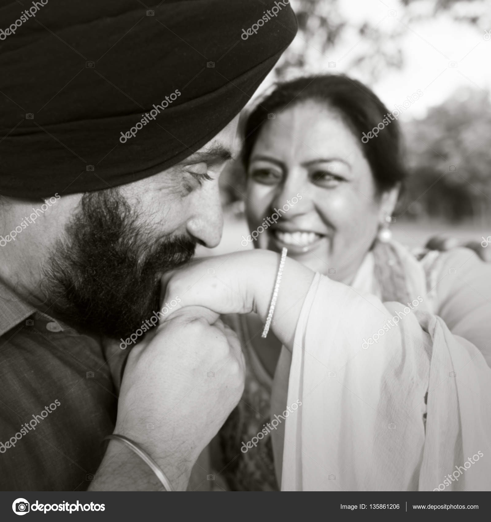 Indian man kissing woman hand — Stock Photo © Rawpixel #135861206