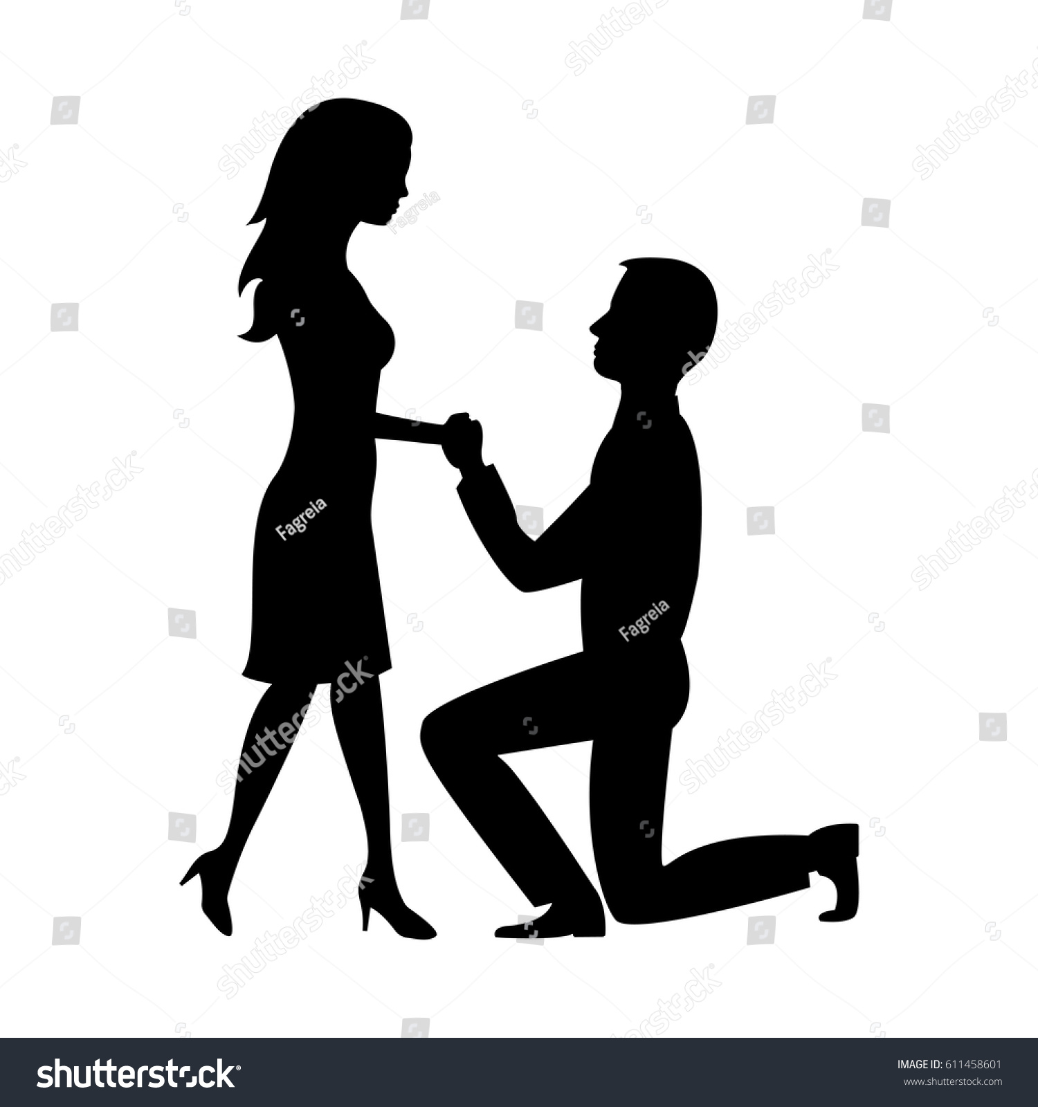 Man Looks Woman Kneels Front Her Stock Vector 611458601 - Shutterstock