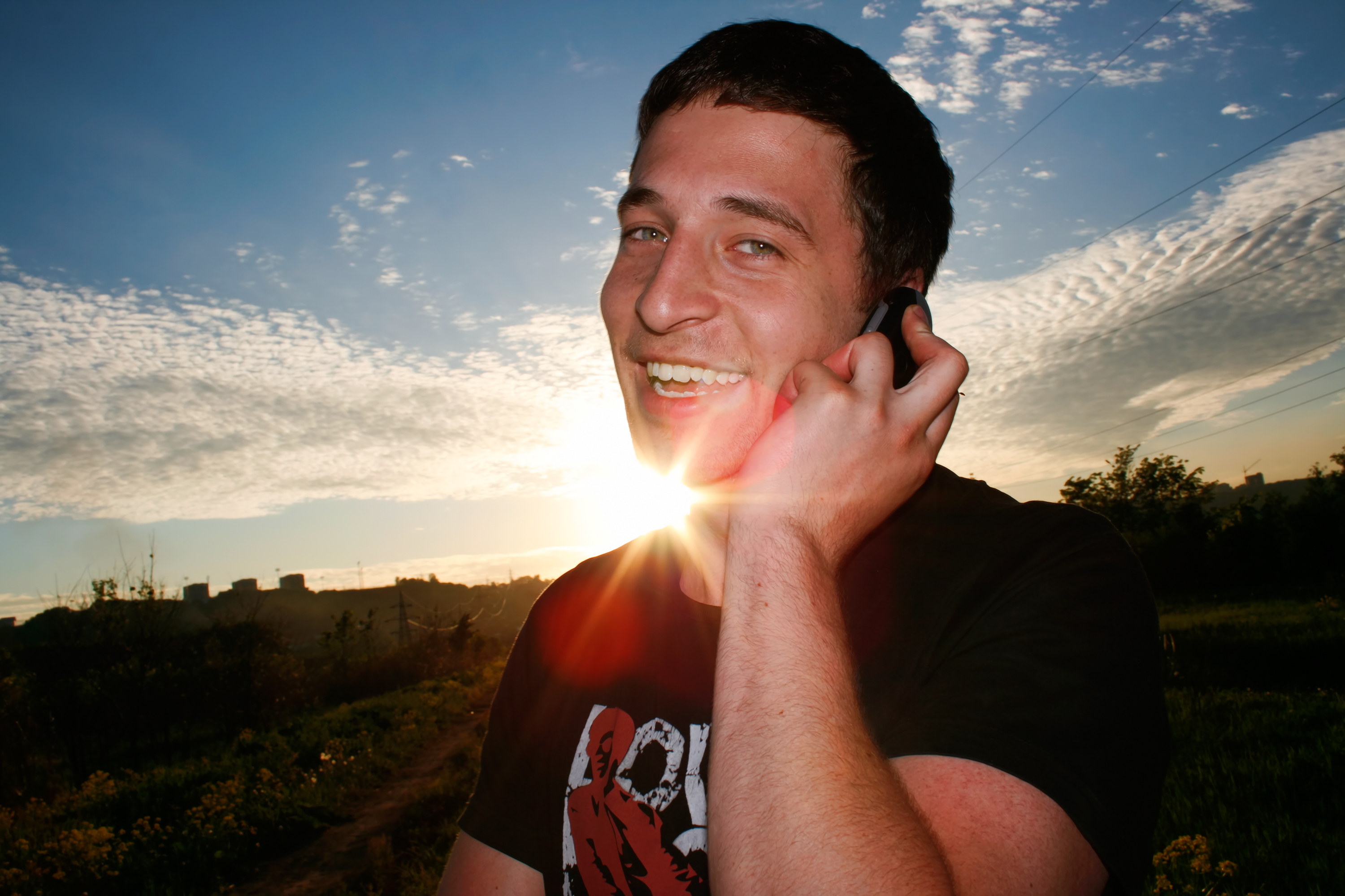 Man on the phone, Adult, Person, Talk, Sunset, HQ Photo