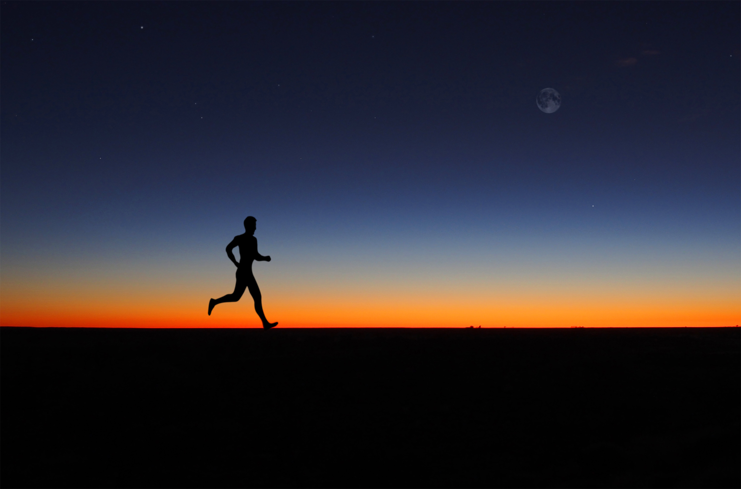 Man running alone at dawn photo