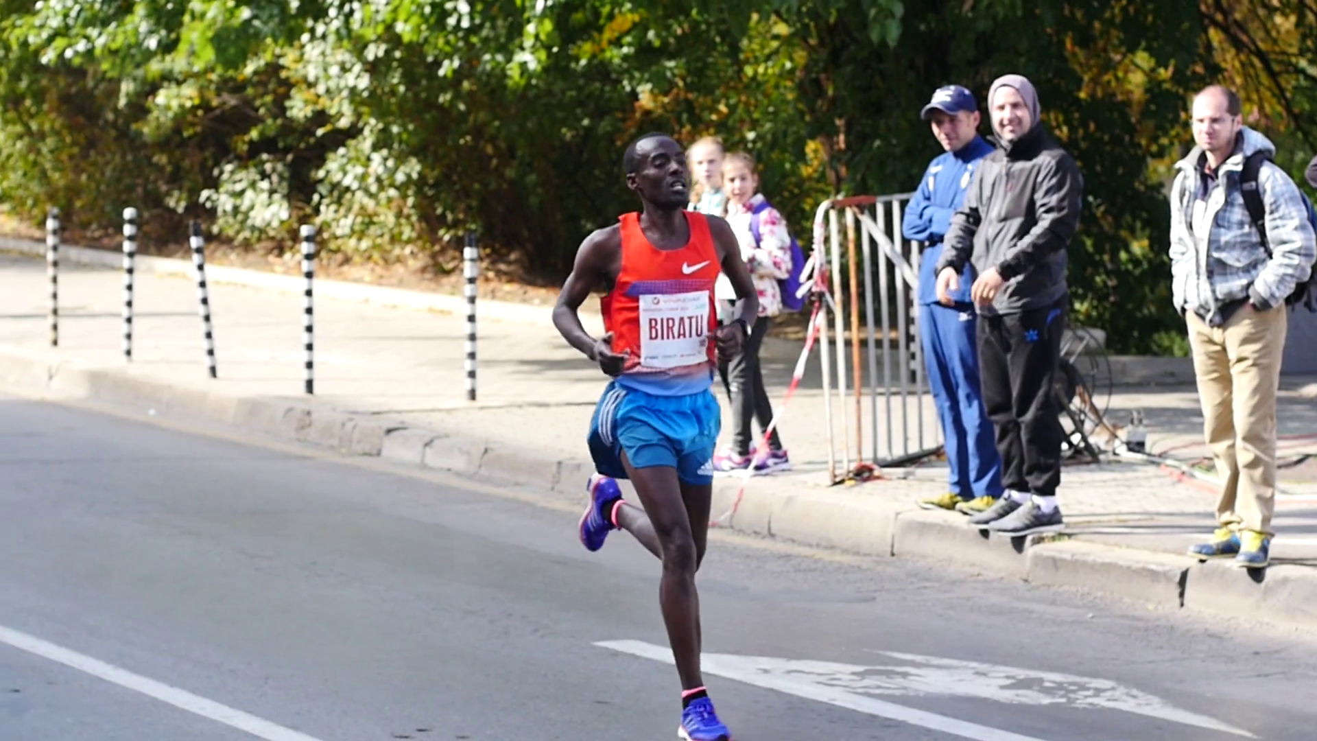 Sofia, Bulgaria - Black male athlete running a marathon slow motion ...