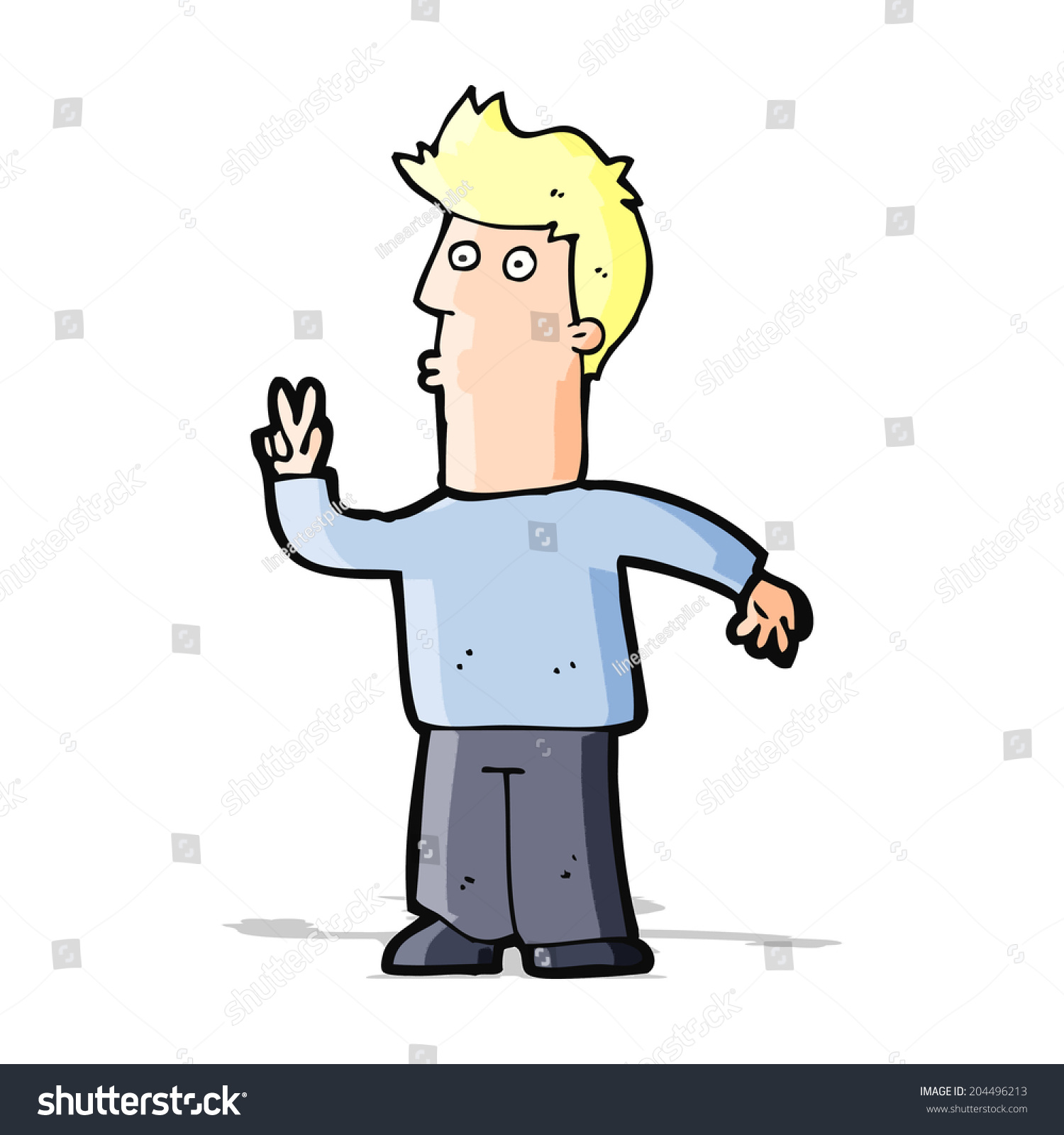 Cartoon Man Signaling Hand Stock Vector 204496213 - Shutterstock