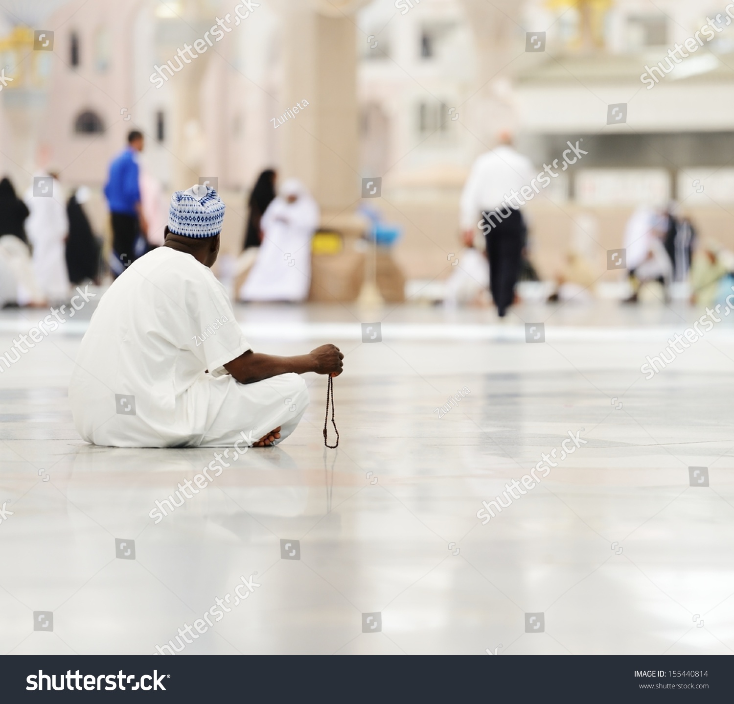 Muslim Man Sitting On Ground Praying Stock Photo 155440814 ...
