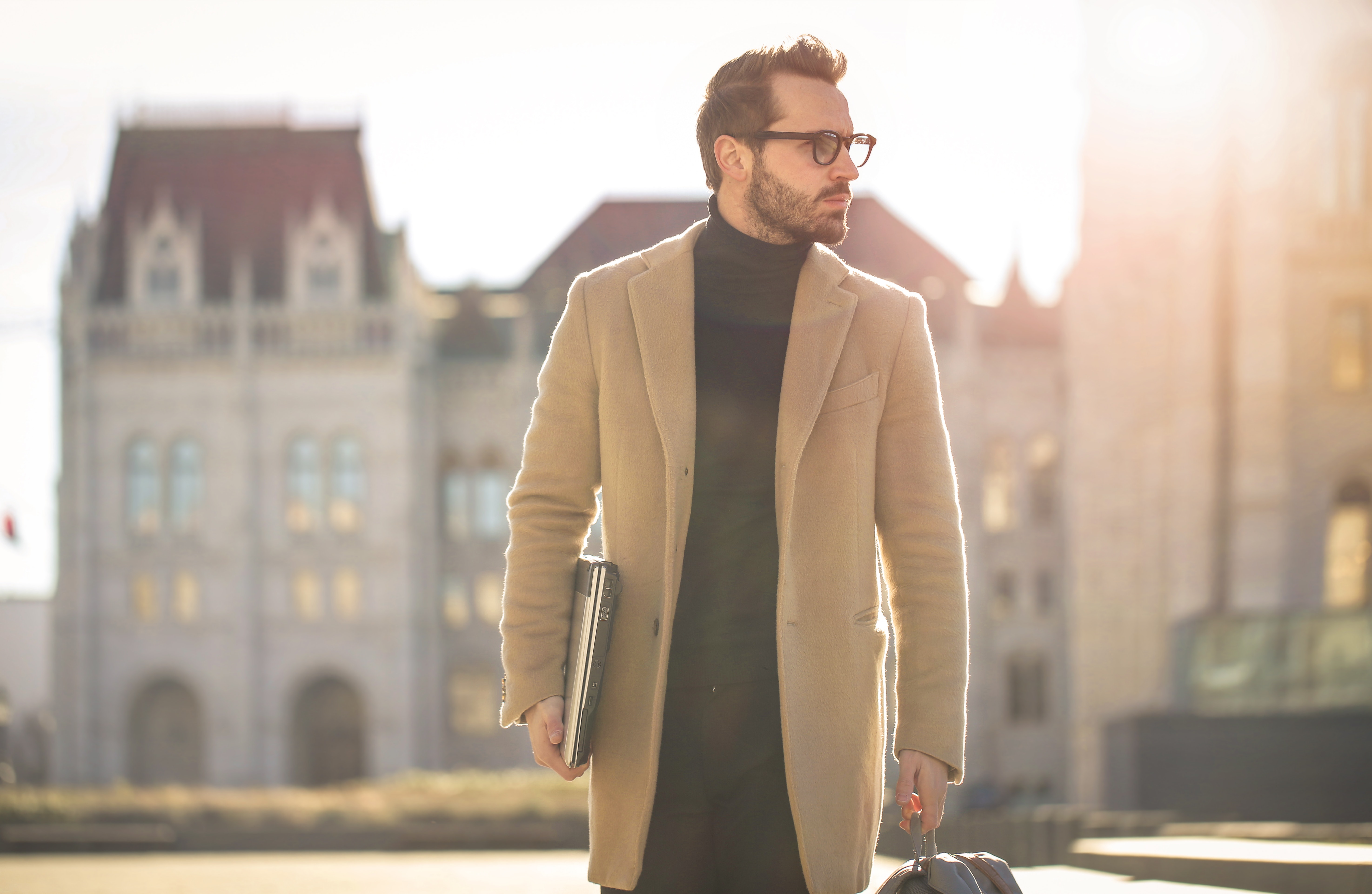 Man Wearing Brown Coat, Beard, Handsome, Wear, Walking, HQ Photo