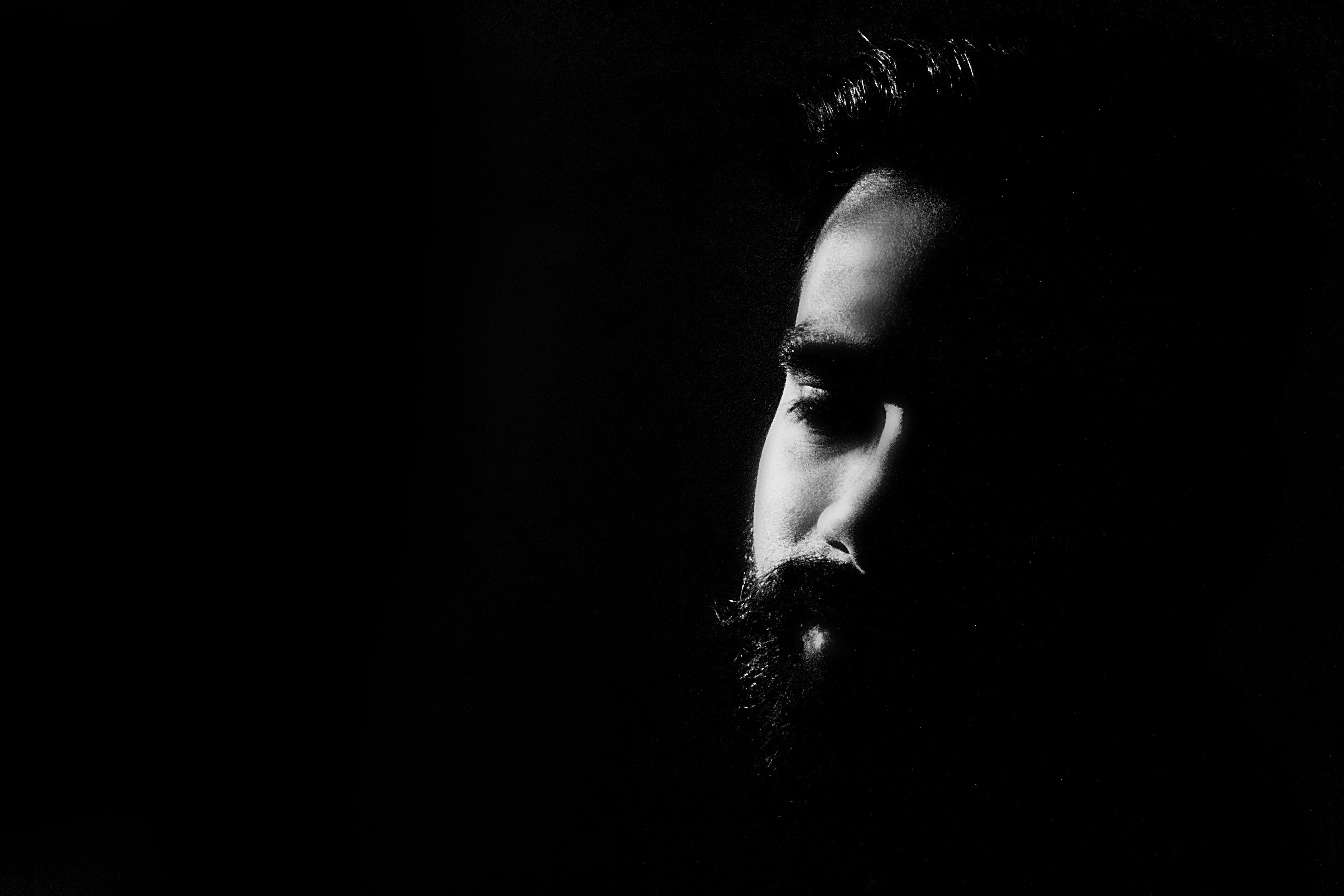 Free photo: Man With Black Beard - Beard, Black-and-white, Dark - Free ...