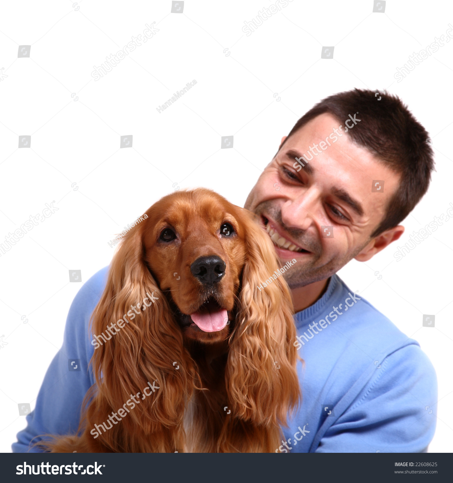 Handsome Man Dog Over White Background Stock Photo (Safe to Use ...