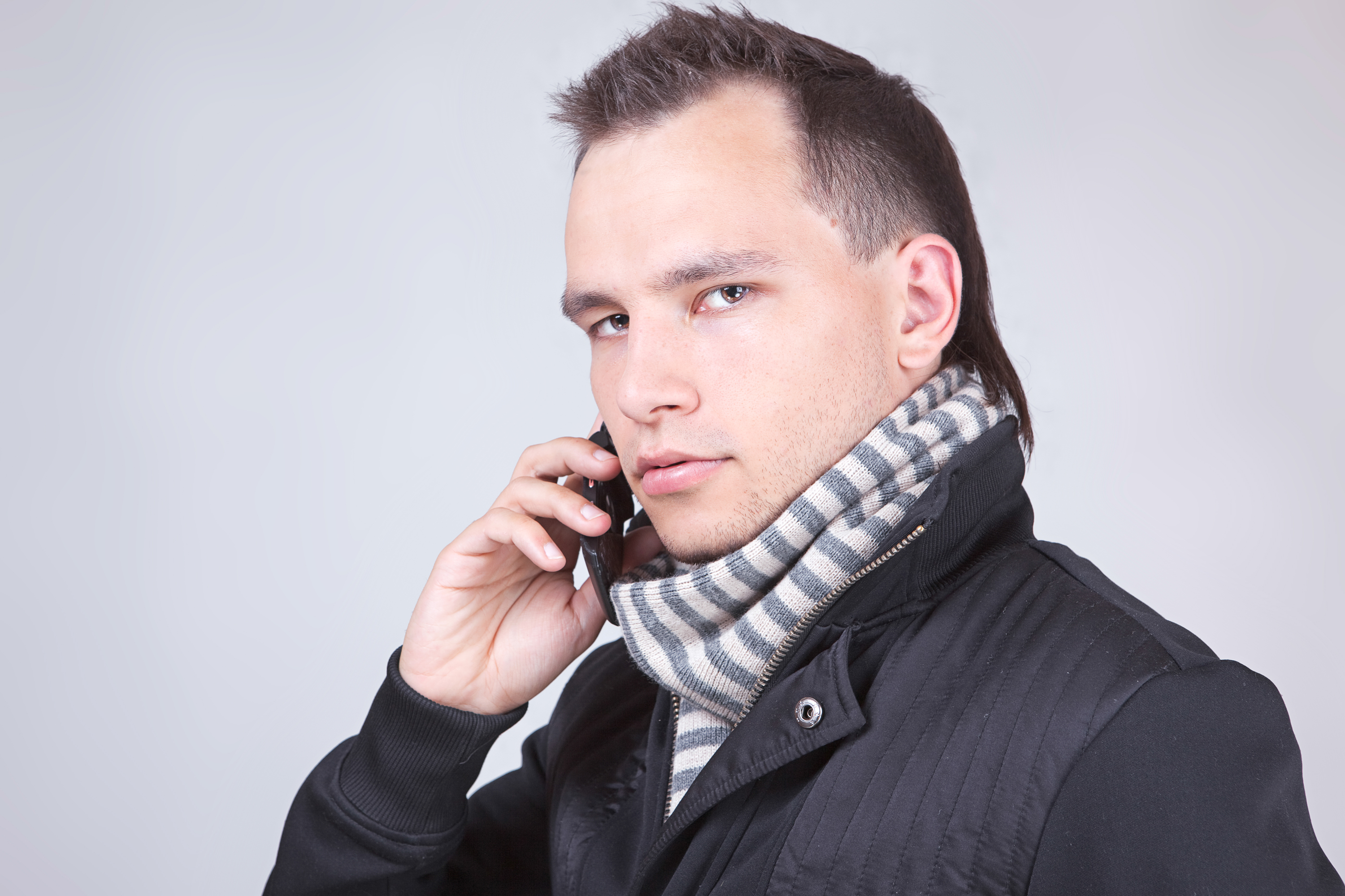 man with phone, Autumn, Looking, Single, Scarf, HQ Photo