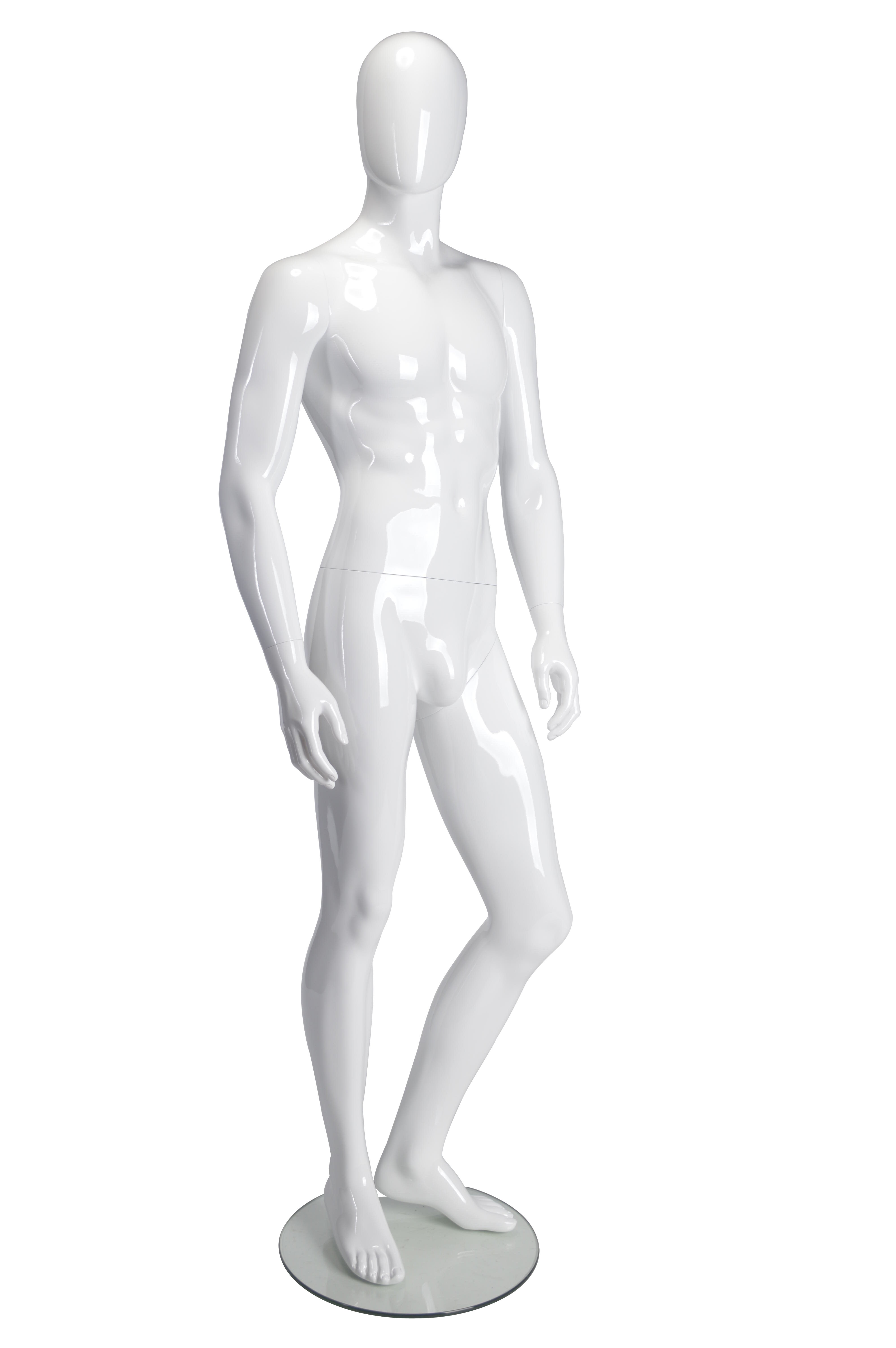 Standing Male Mannequin Fixed Position - White Glossy