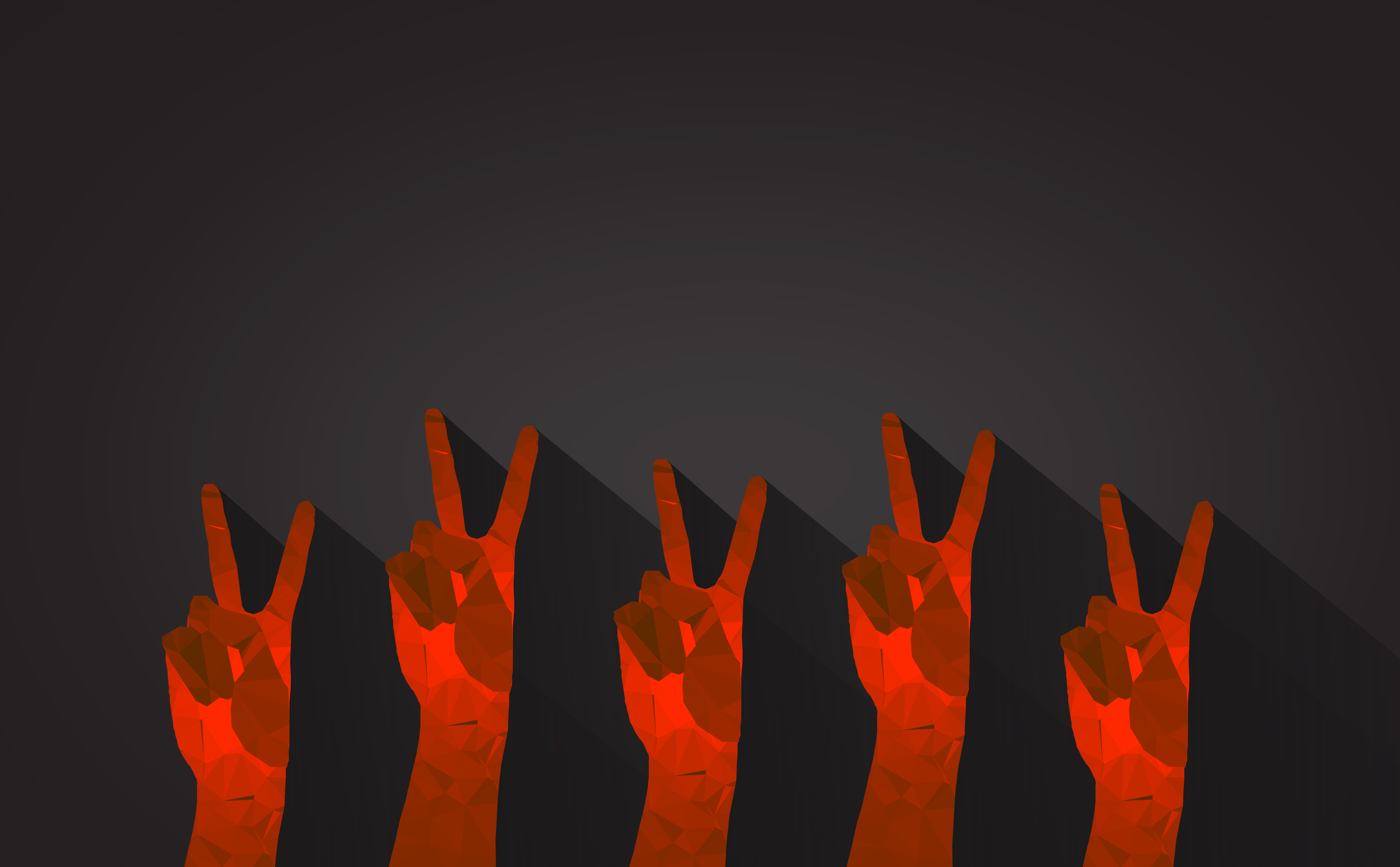 Many hands displaying the victory sign, Abstract, Origami, Polygon, Politics, HQ Photo