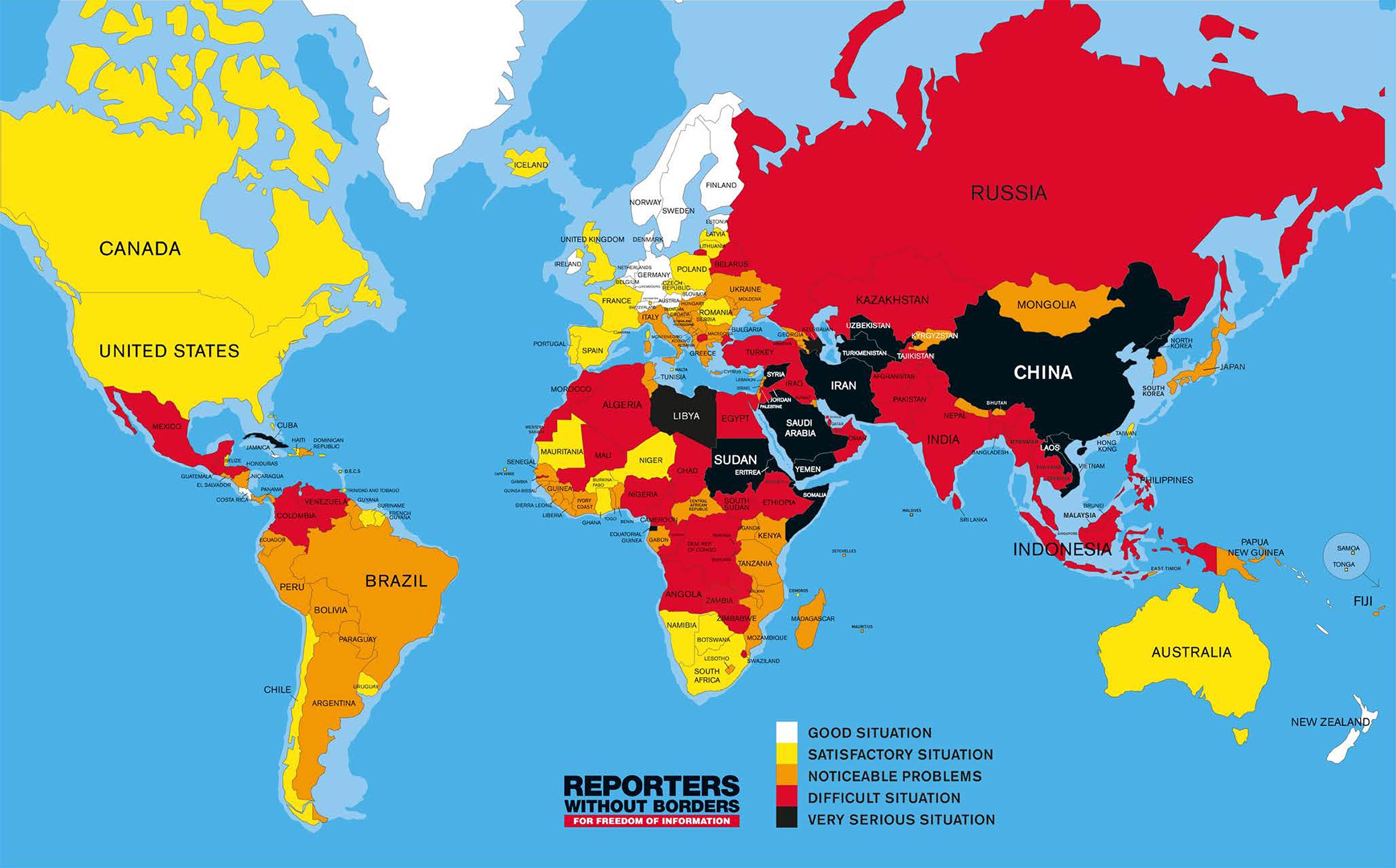 Map of World Press Freedom 2016 - Nations Online Project