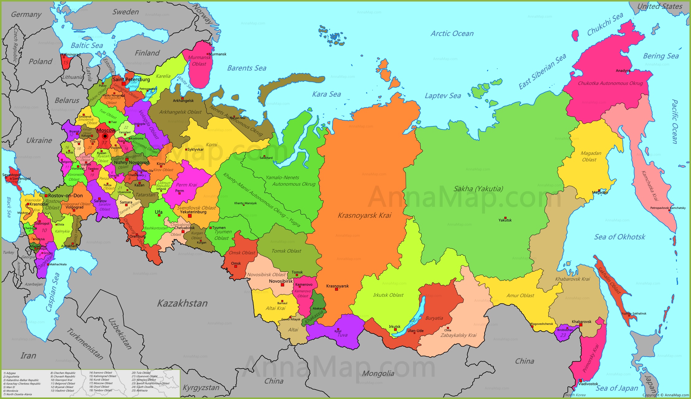 Russia Map | Map of Russia (Russian Federation) - AnnaMap.com