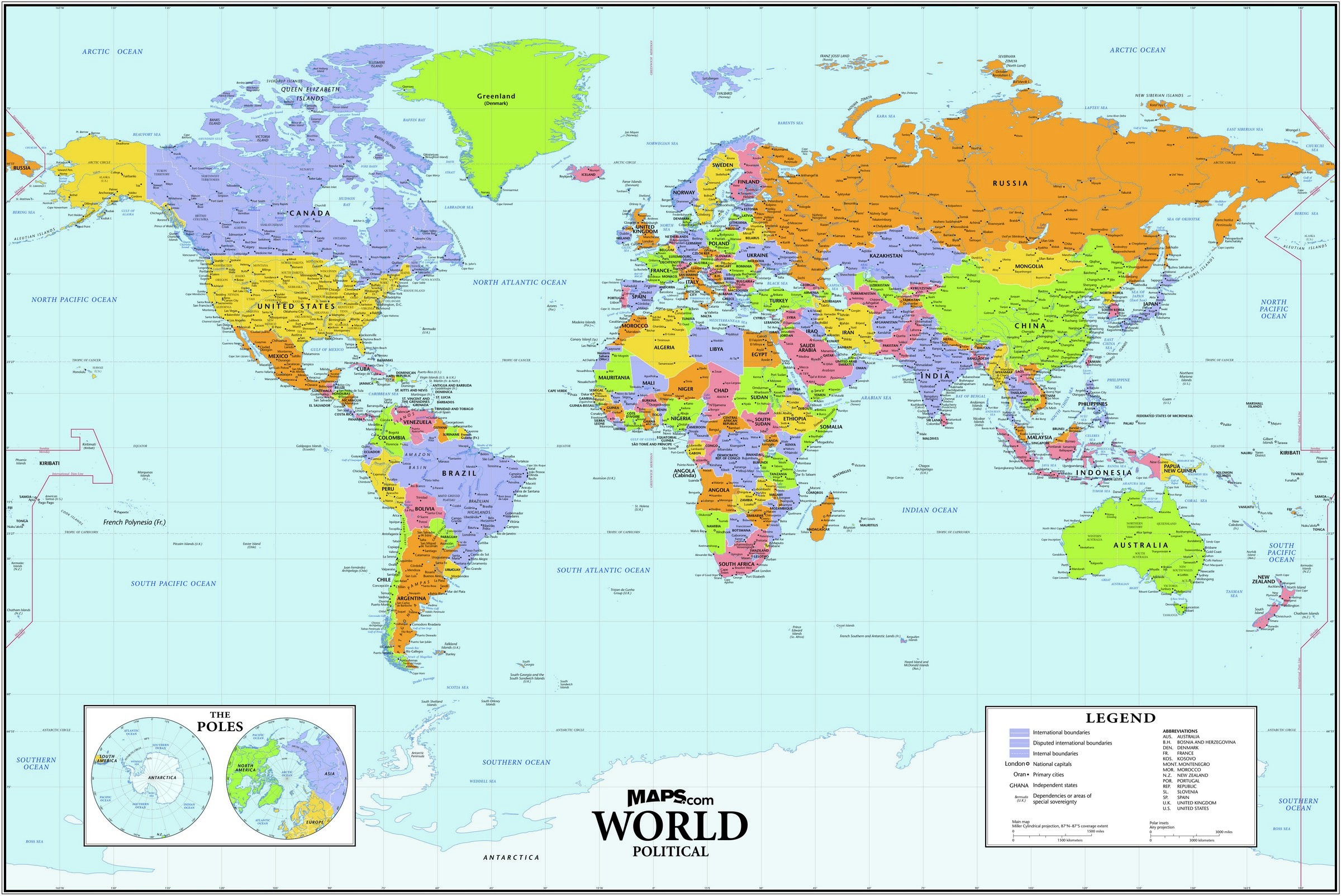 World Political Wall Map - Maps.com