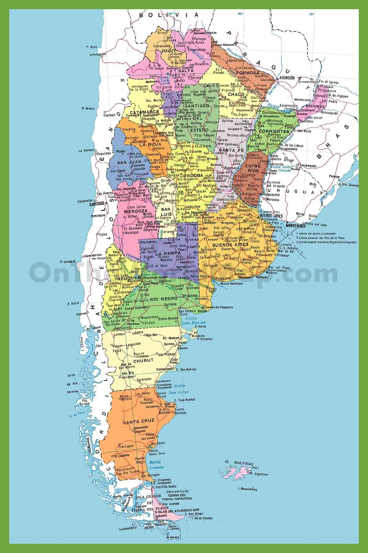 Detailed map of Argentina with cities ﻿