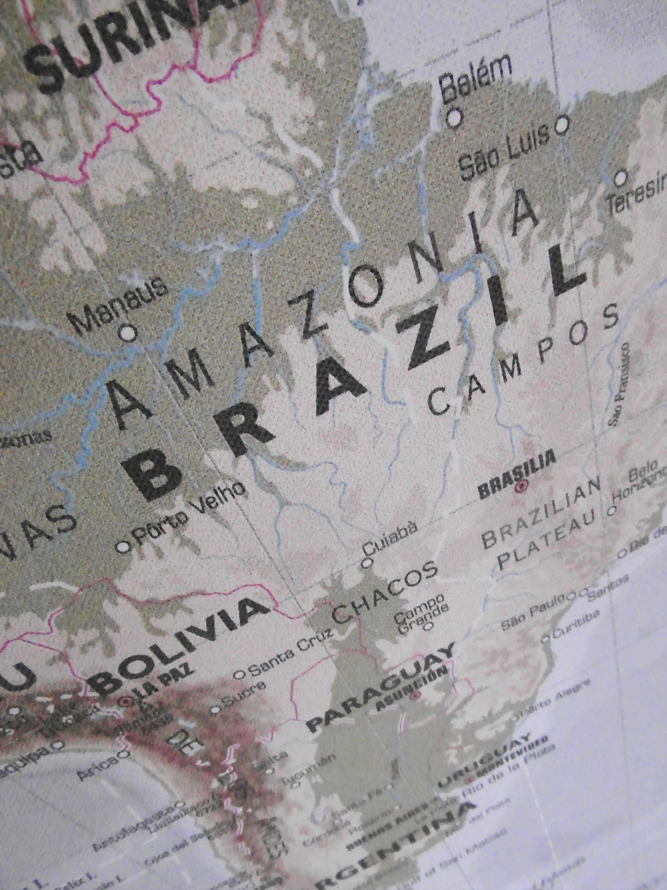 Map of Brazil, Amazon, Atlas, Bolivia, Brazil, HQ Photo