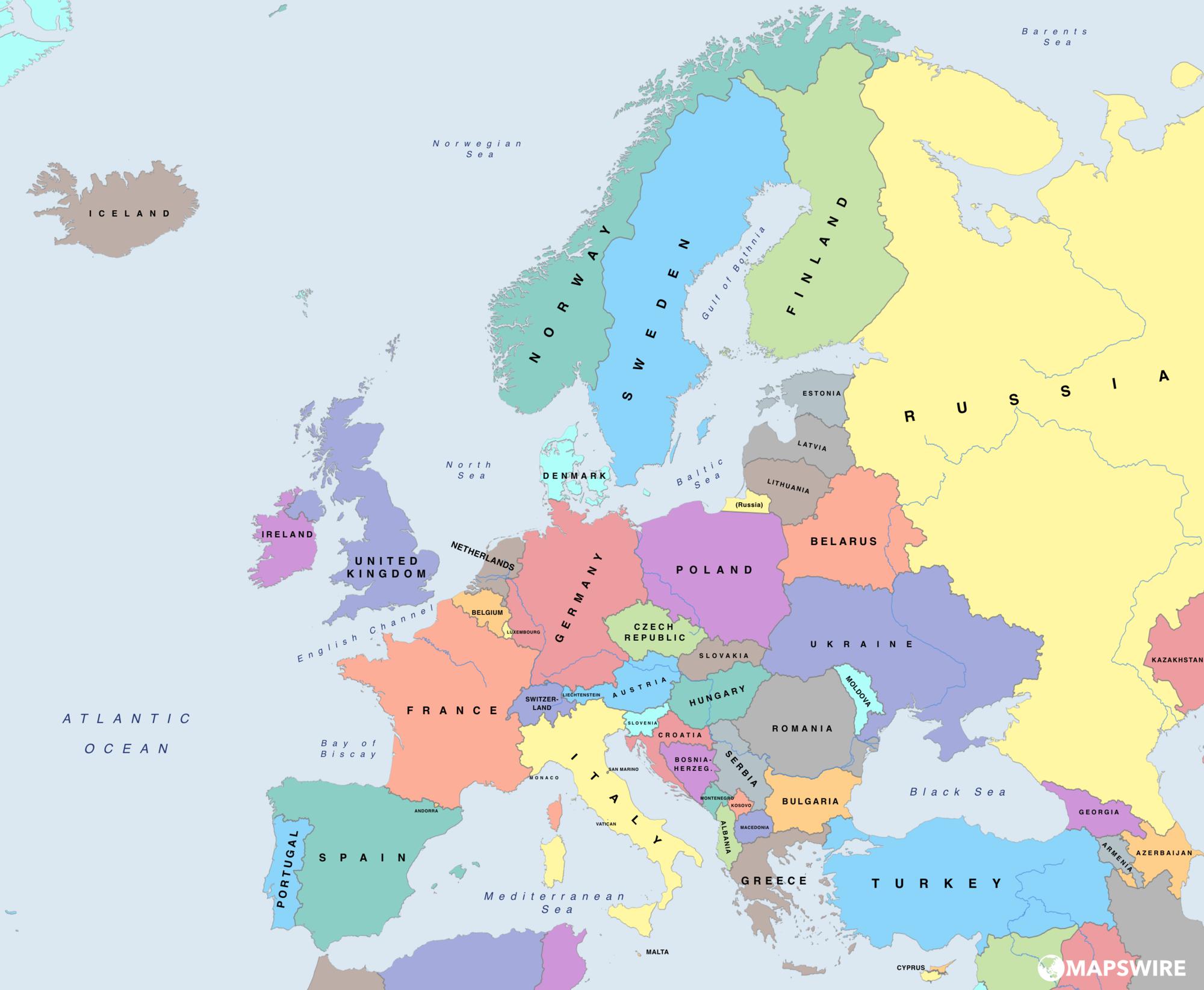 Free Political Maps of Europe – Mapswire.com