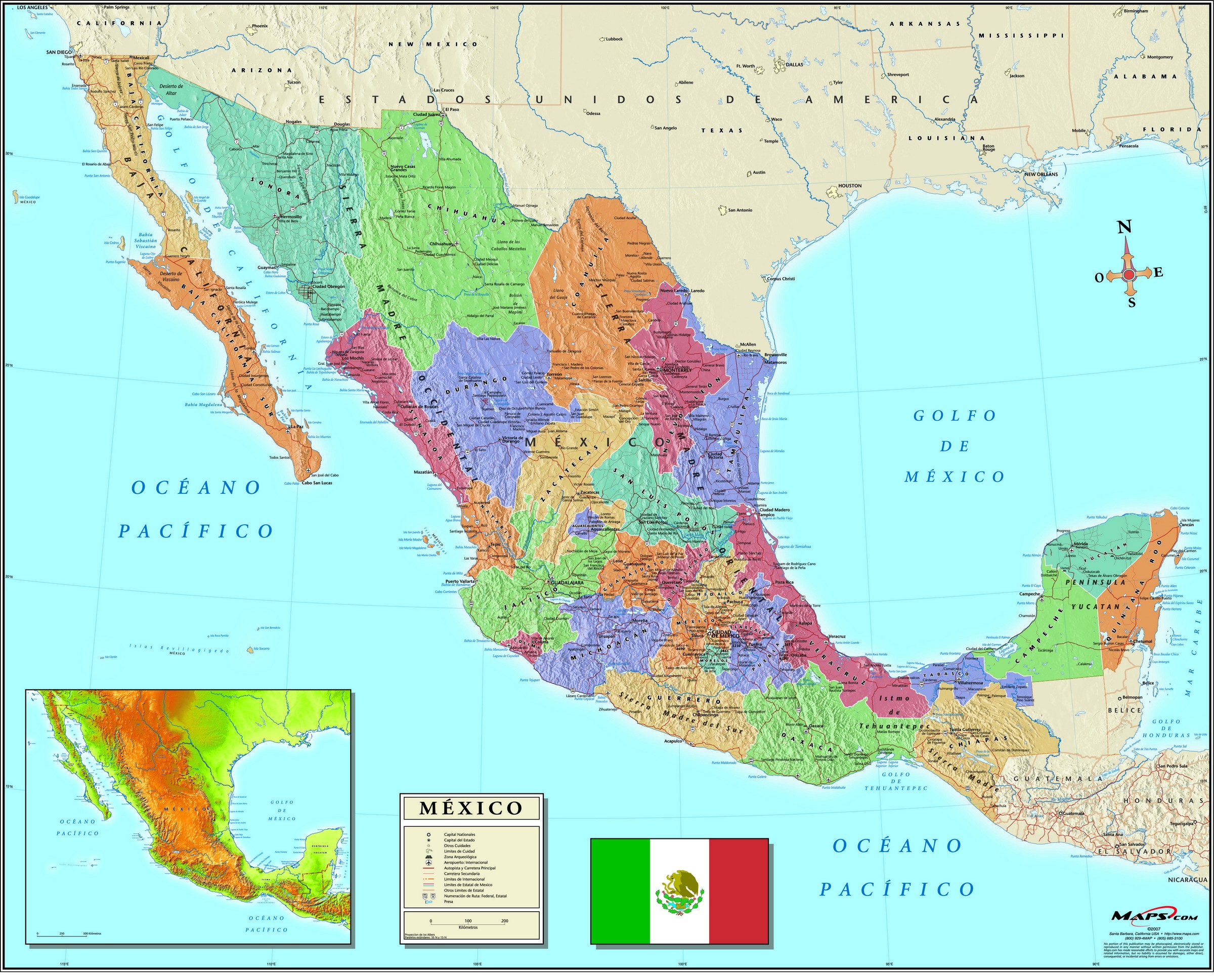 Mexico Wall Map In Spanish - Maps.com