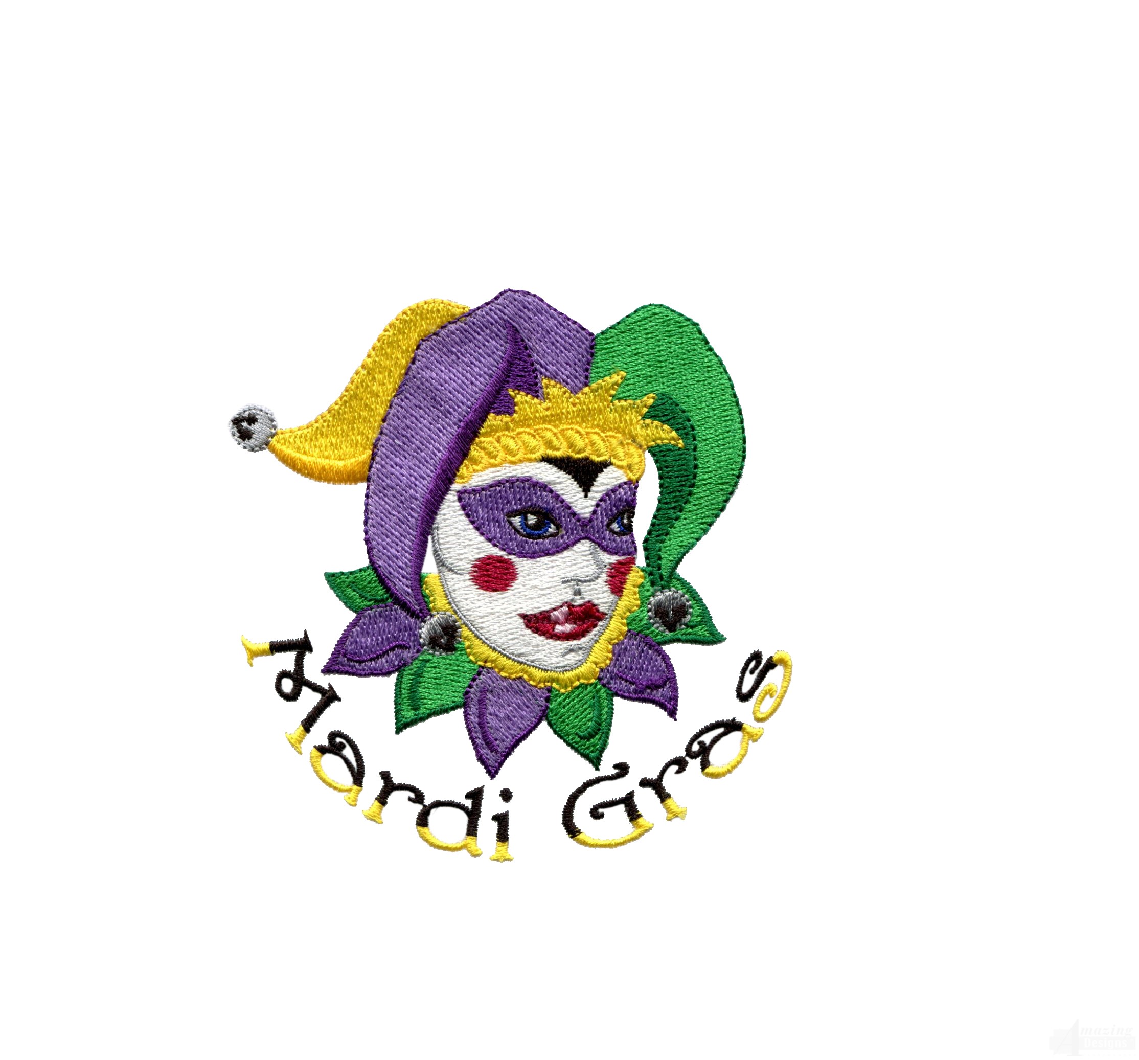 Mardi Gras Jester Face Embroidery Design